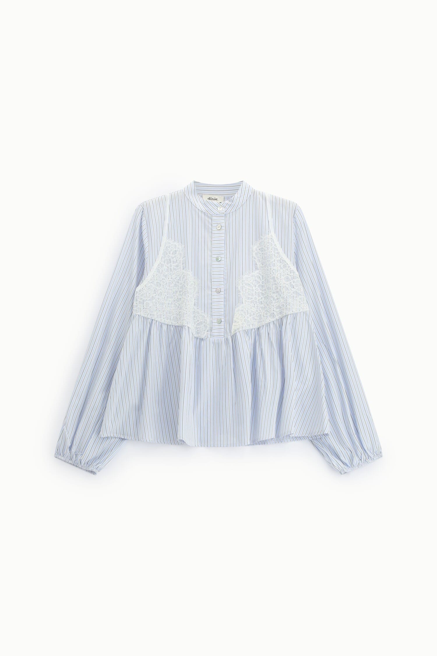 Chemise rayée à empiècement en dentelle et manches larges Dixie