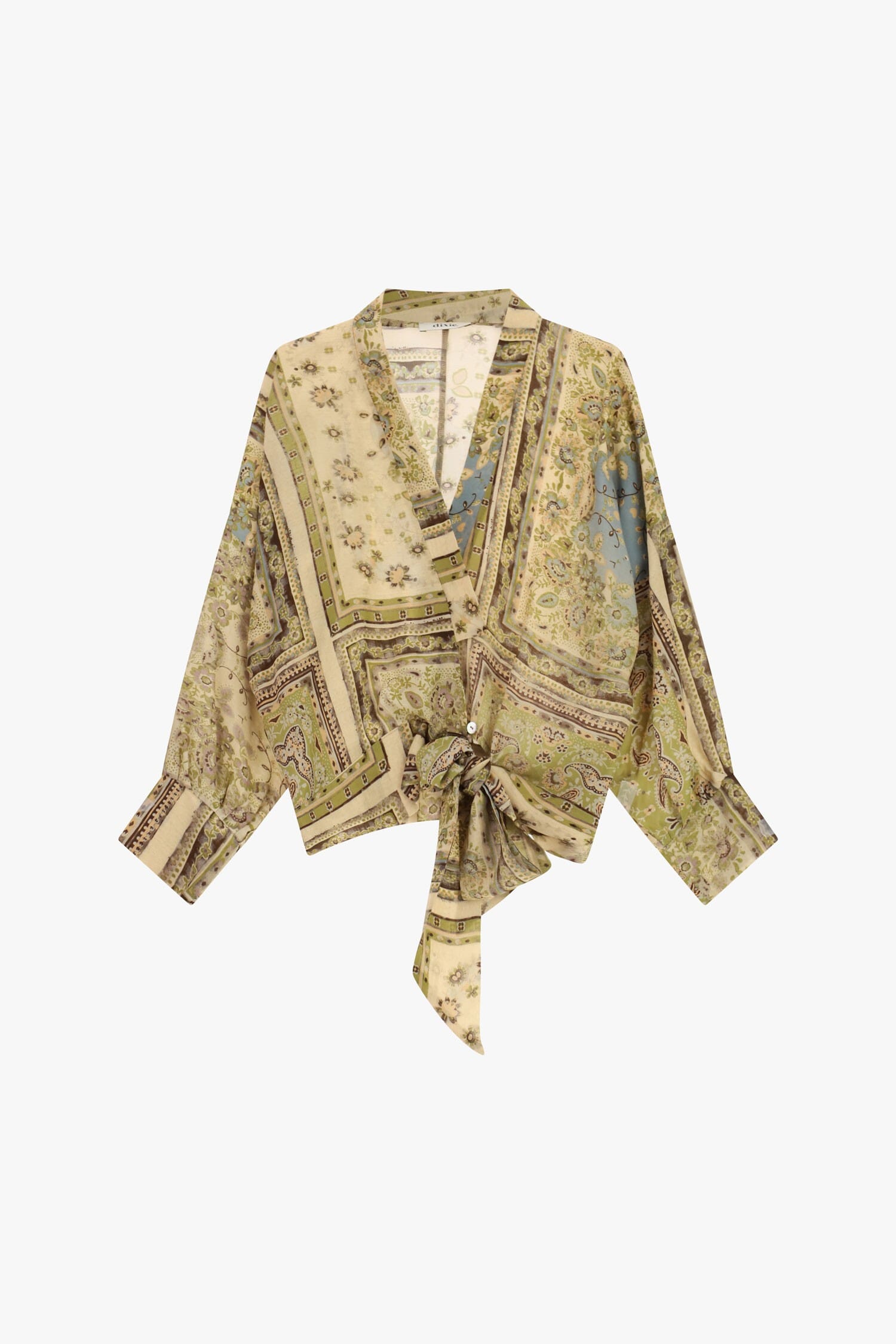 Blusa Fantasia Con Nodo Frontale E Maniche Lunghe Dixie