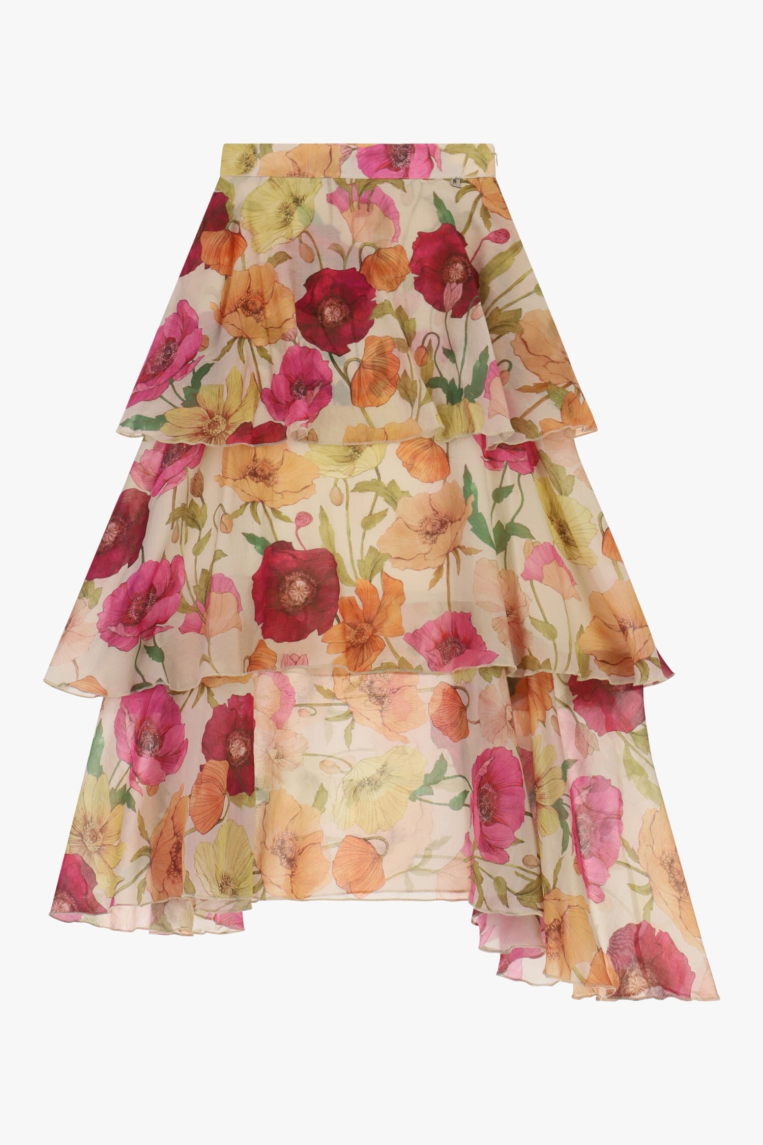 Jupe longue à volants avec imprimé floral asymétrique Dixie