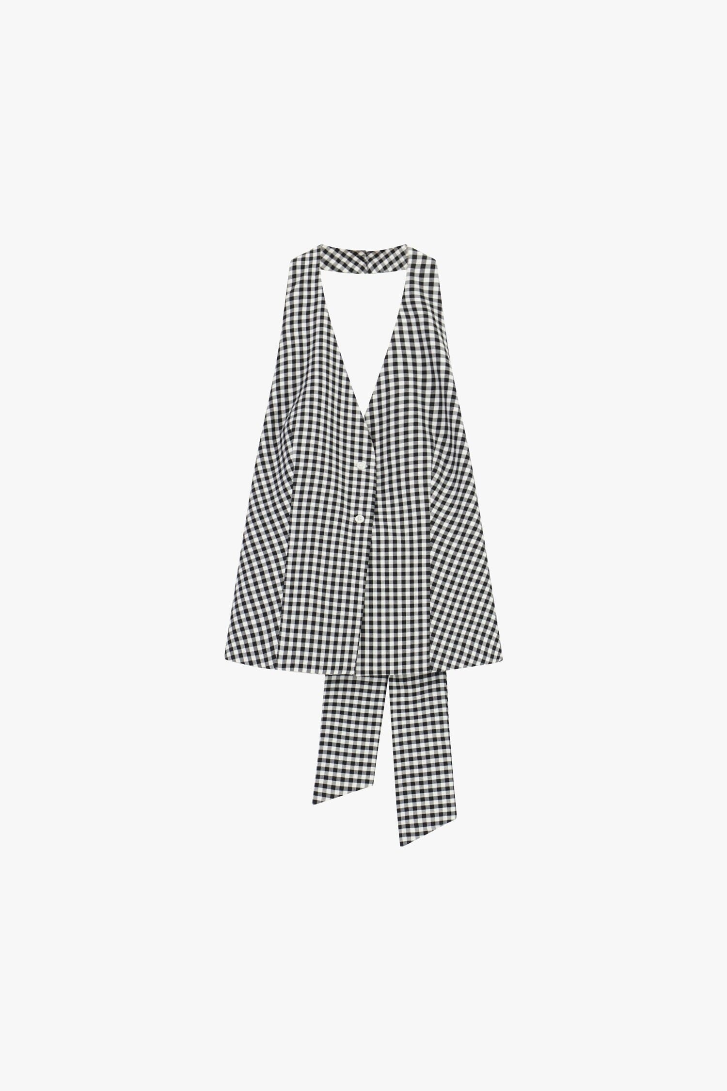 Top A Quadretti Con Scollo All'americana E Fiocco Dixie