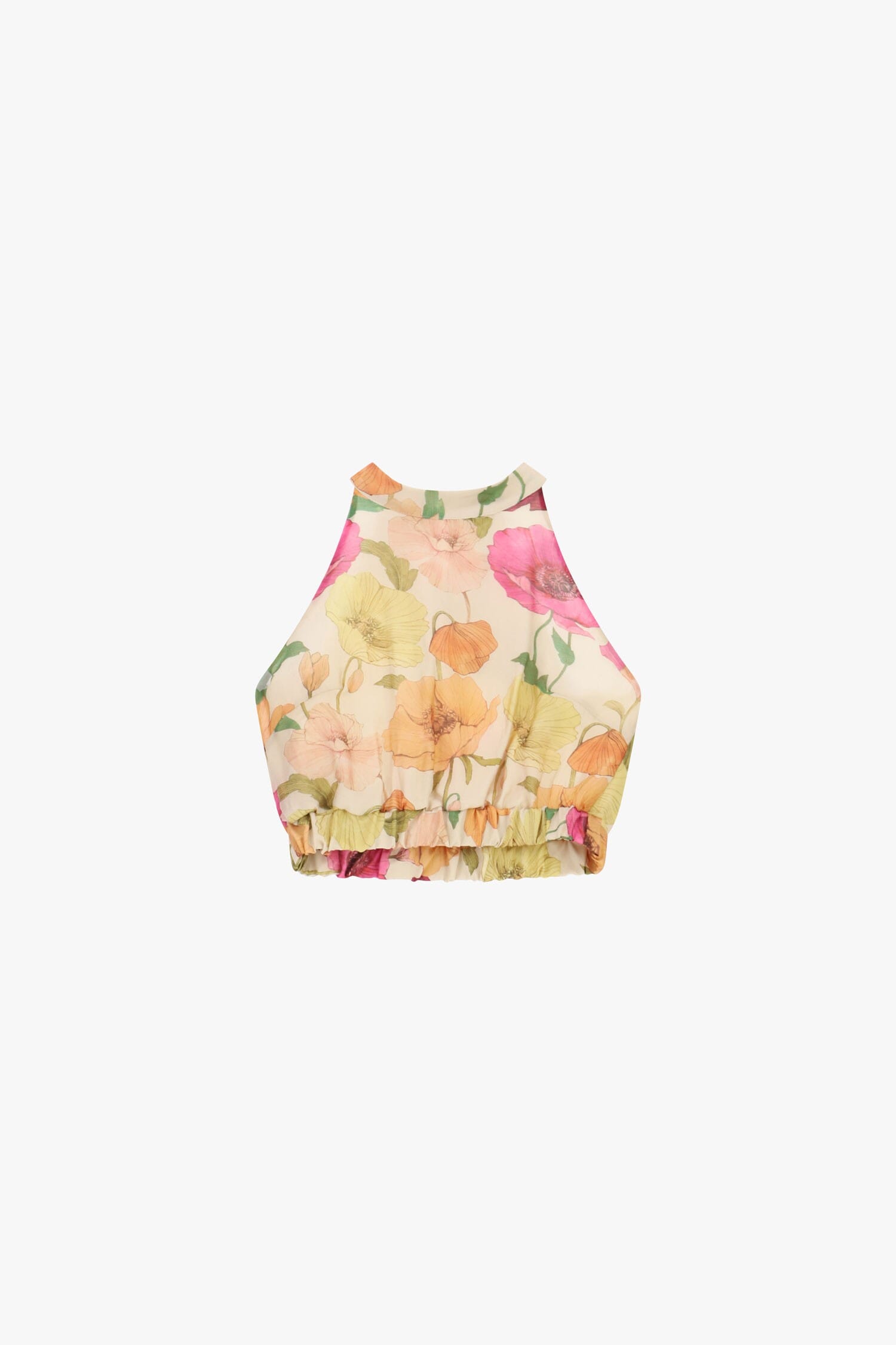 Top Corto Con Stampa Floreale E Bordo Arricciato Dixie