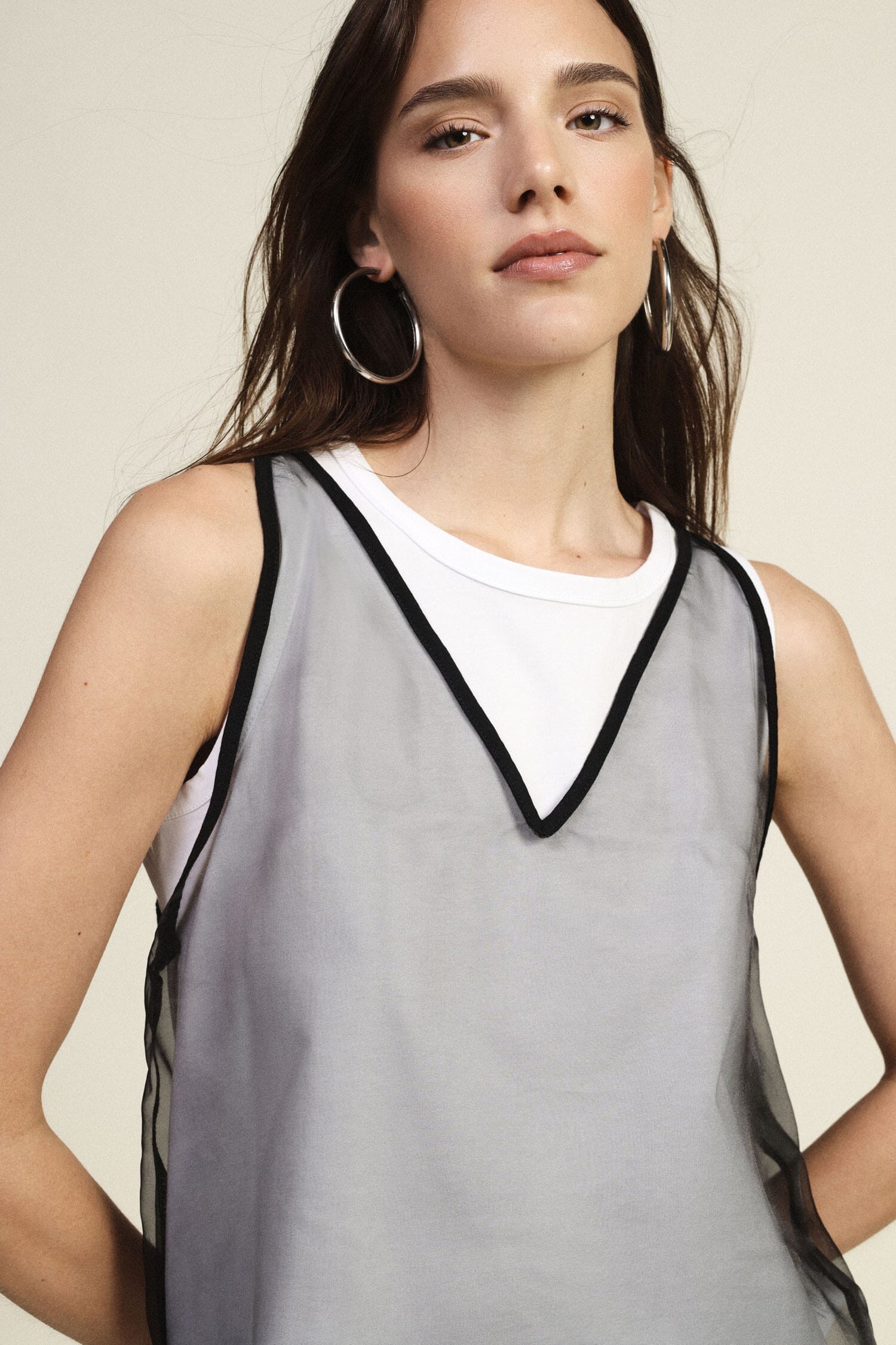 Top Senza Maniche Con Bordo A Contrasto Dixie