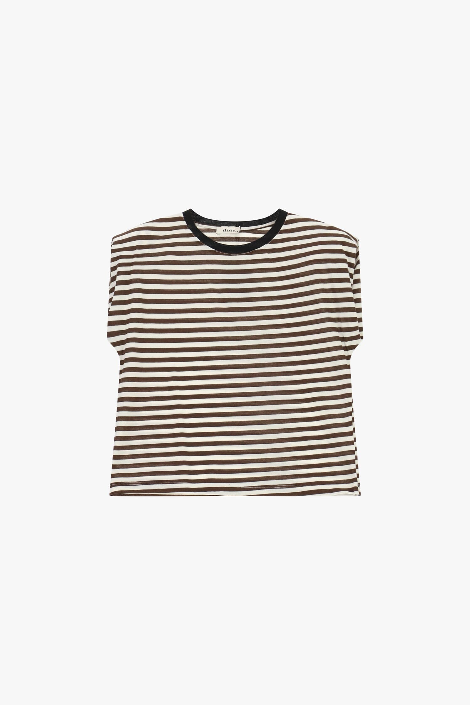 T-Shirt A Righe Con Scollo Rotondo A Contrasto Dixie