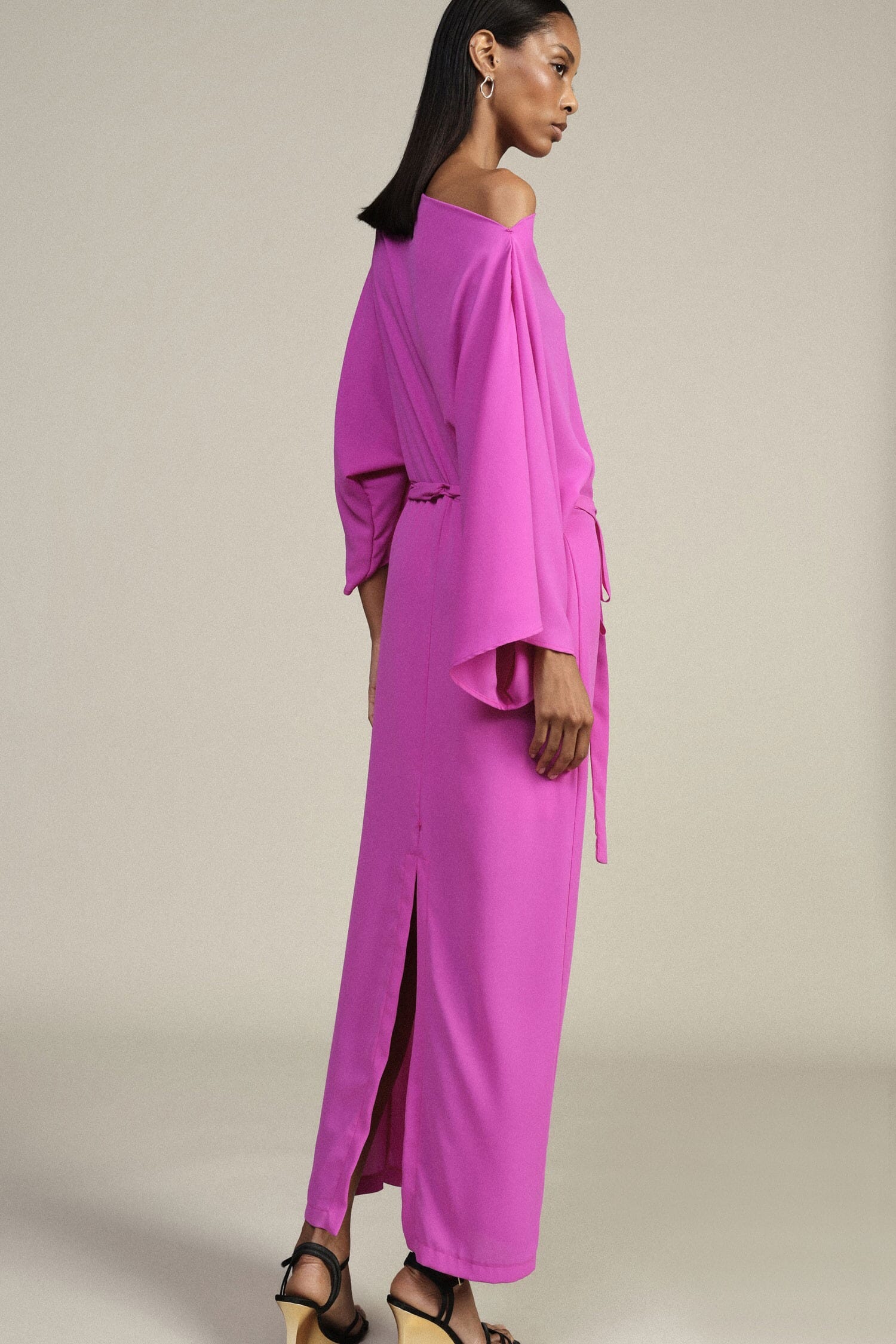 Robe midi à manches larges et ceinture Dixie