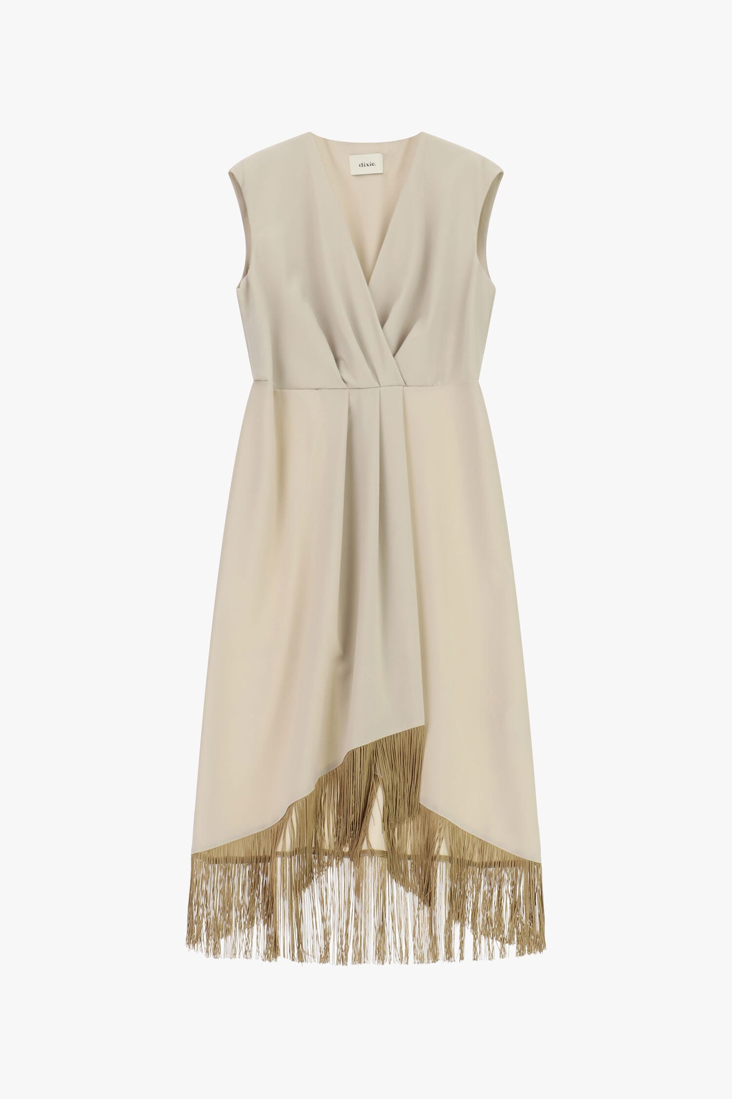 Robe midi sans manches à franges asymétriques Dixie