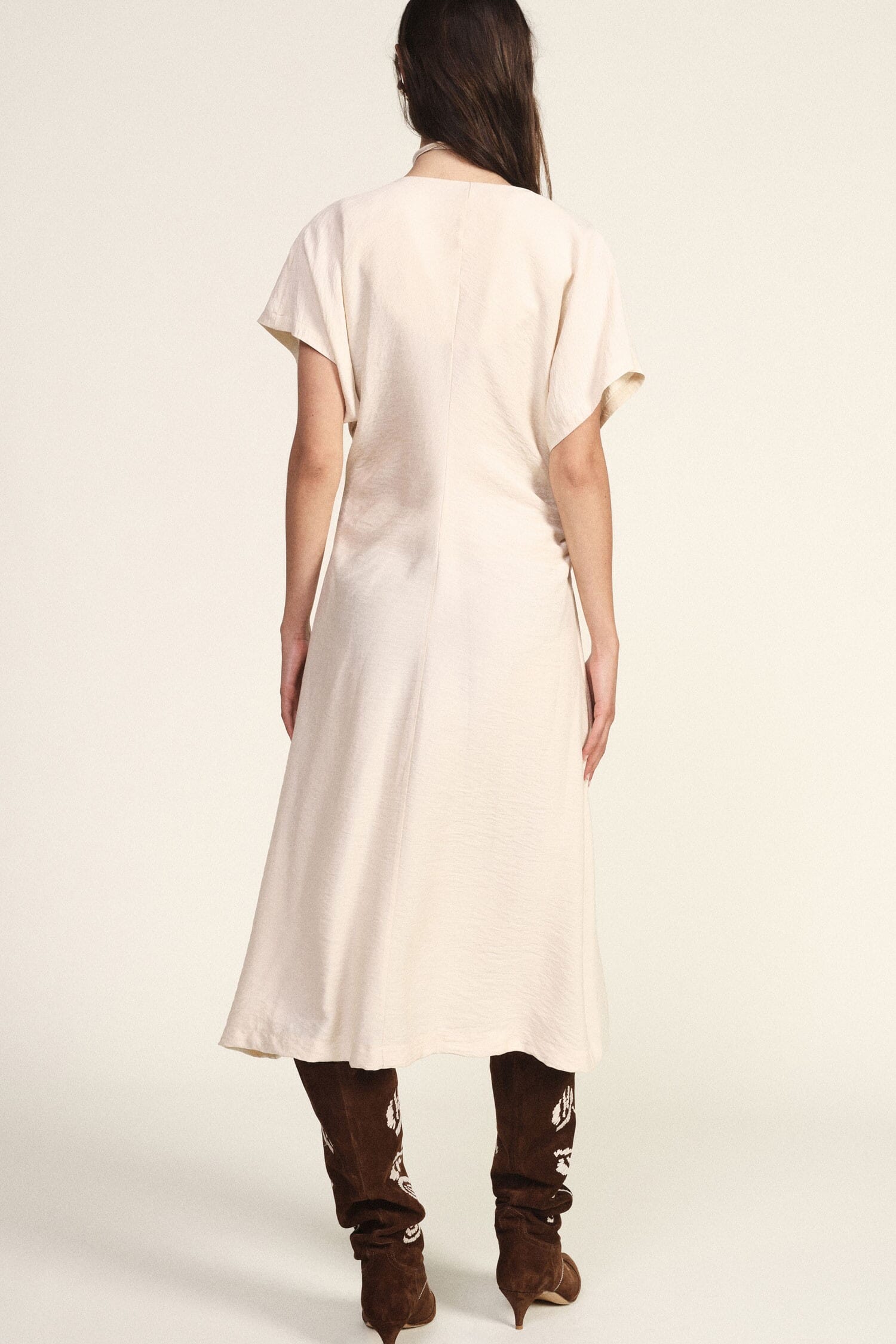 Abito Midi Con Drappeggio Laterale E Scollo A V Dixie