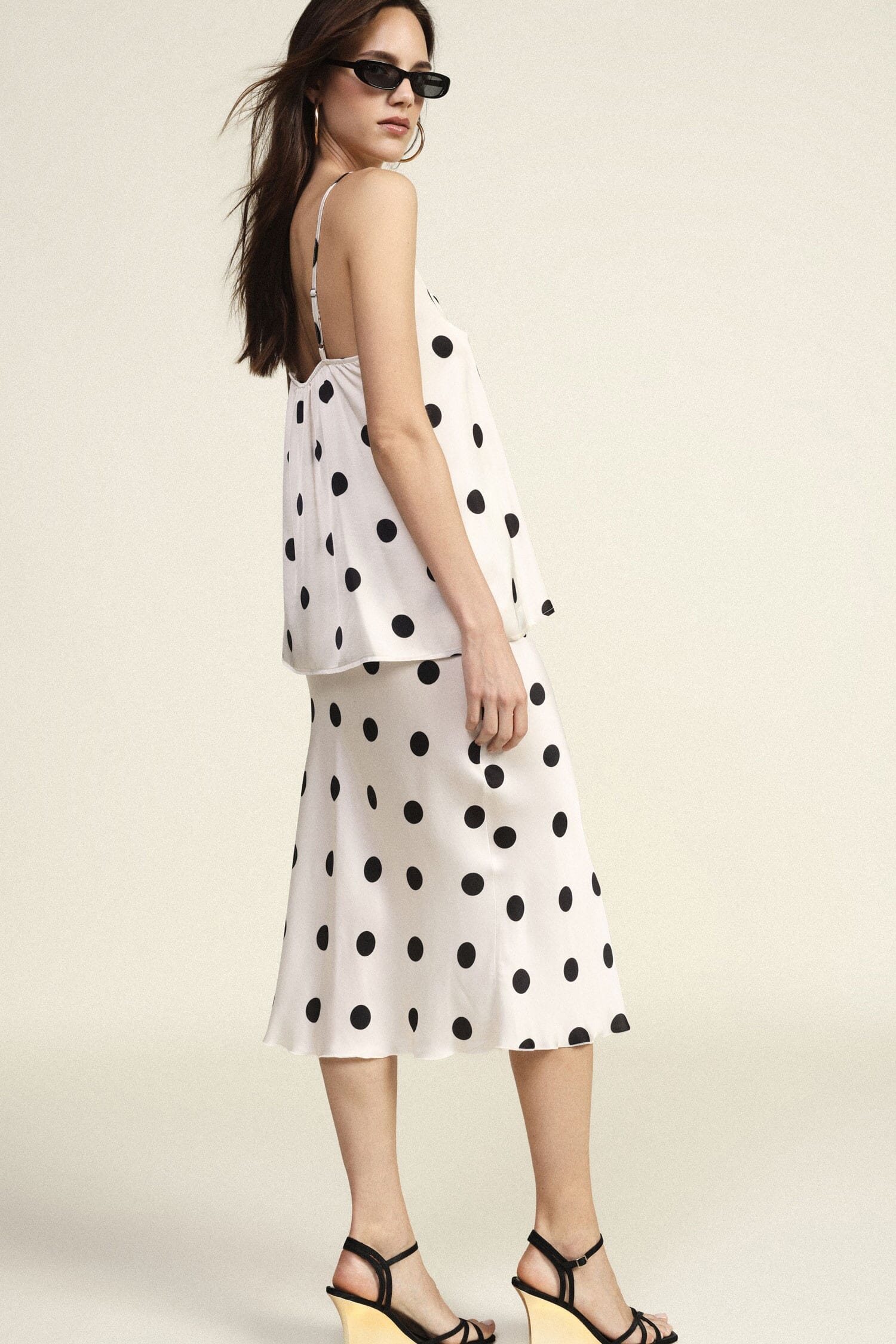 Polka Dot Midi Skirt With Dixie Flared Line