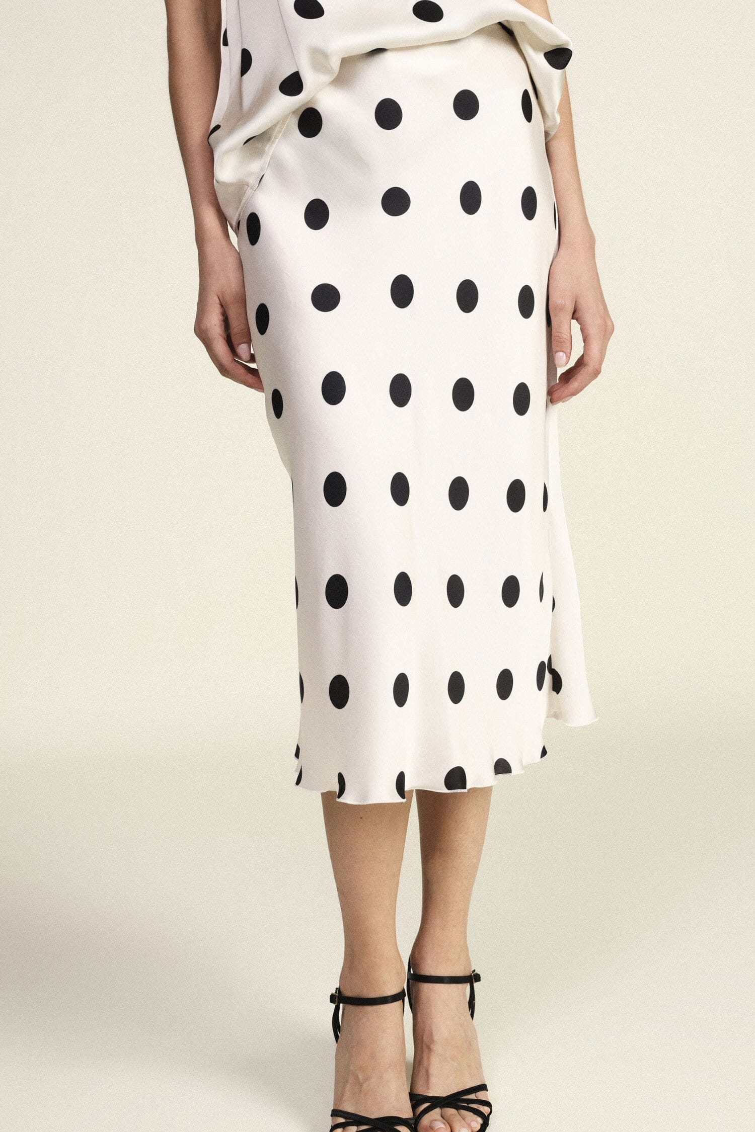 Polka Dot Midi Skirt With Dixie Flared Line