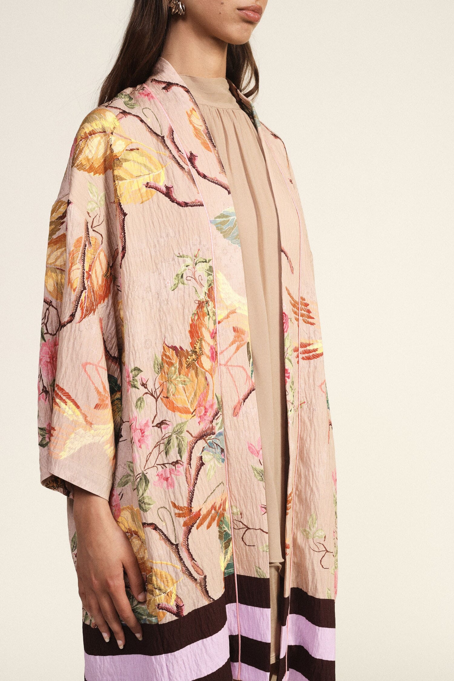 Cappotto Duster Fantasia Floreale Manica Ampia Dixie