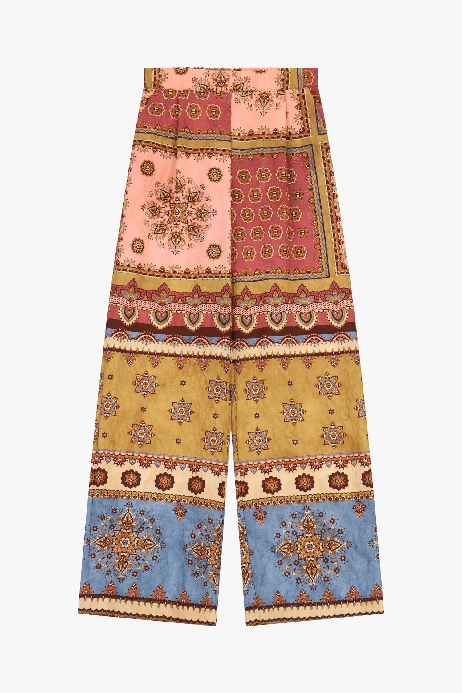 Pantaloni Palazzo Stampa Patchwork A Gamba Larga Dixie