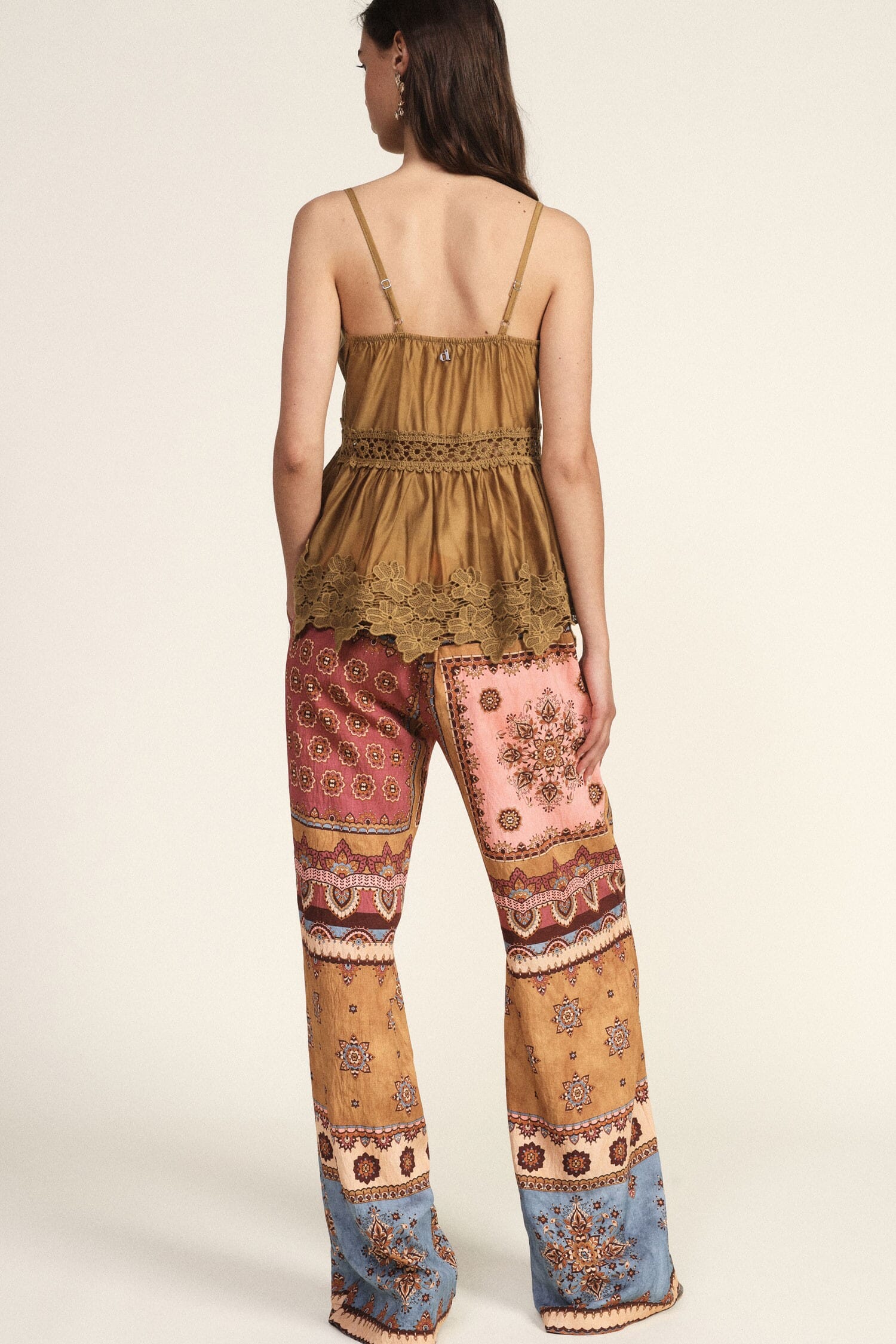 Pantaloni Palazzo Stampa Patchwork A Gamba Larga Dixie