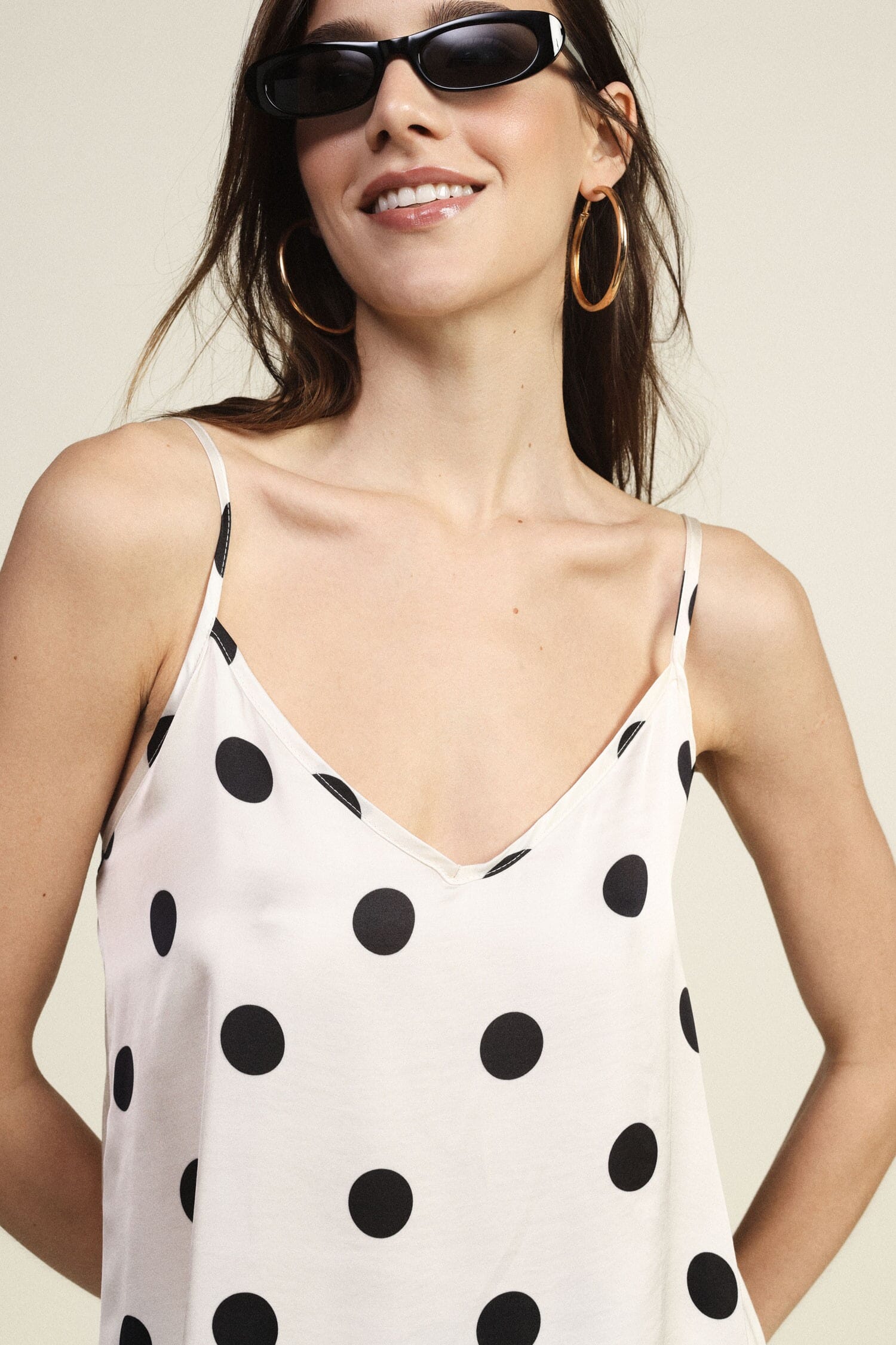 Top A Pois Con Spalline Sottili E Scollo A V Dixie