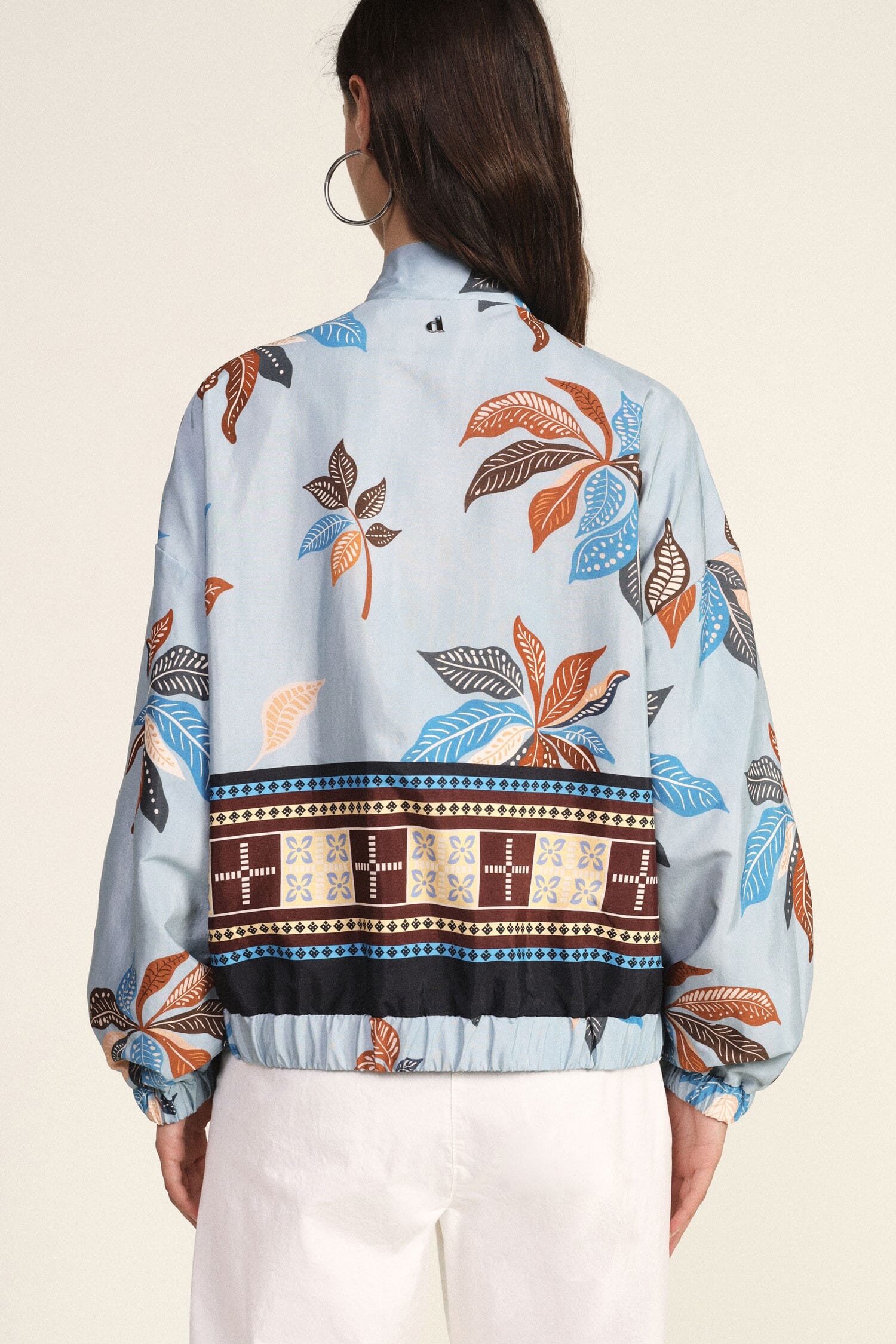 Bomber Jacket With Floral Print And Stretch Edge Dixie