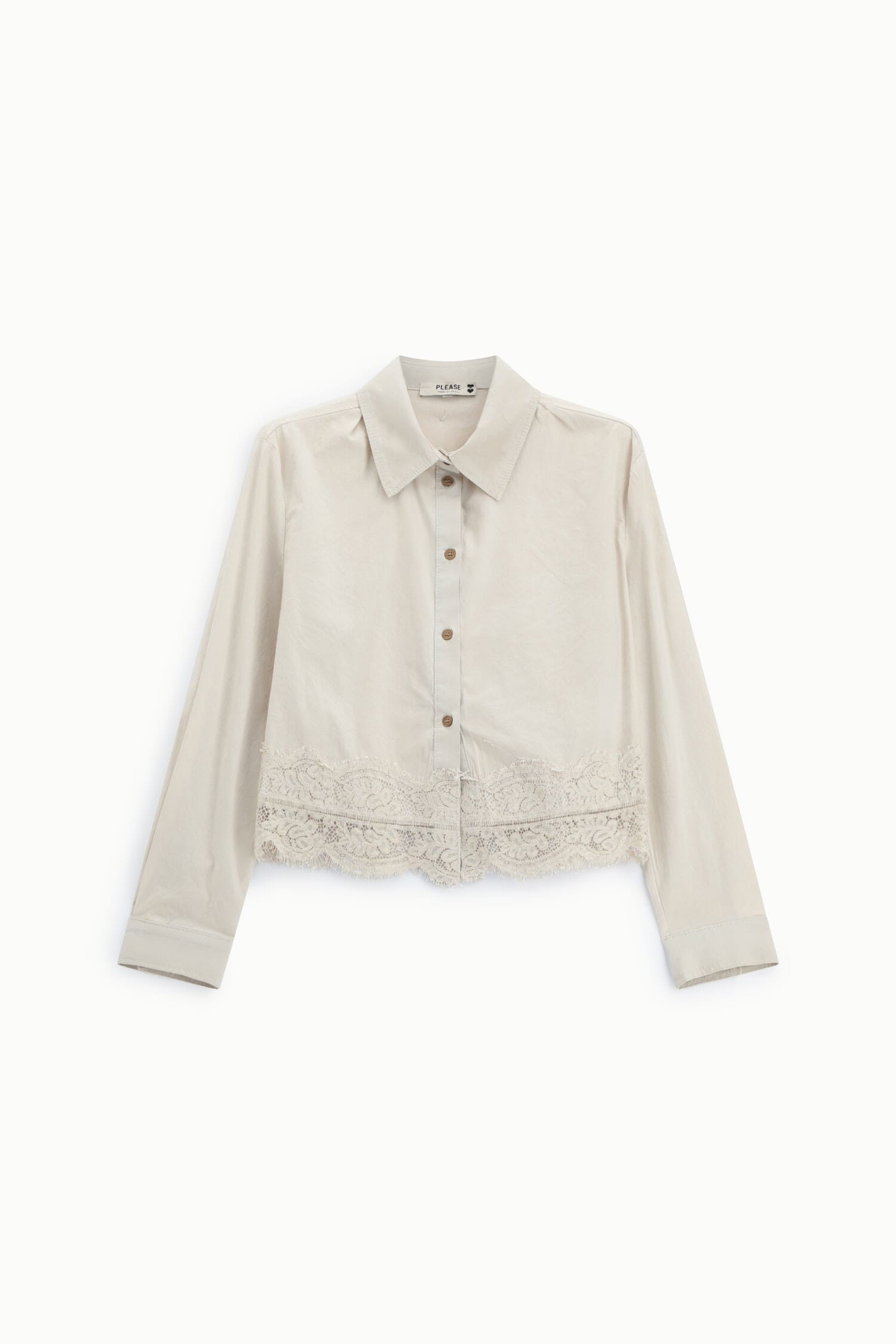 Camicia Corta Con Bottoni E Bordo In Pizzo Please