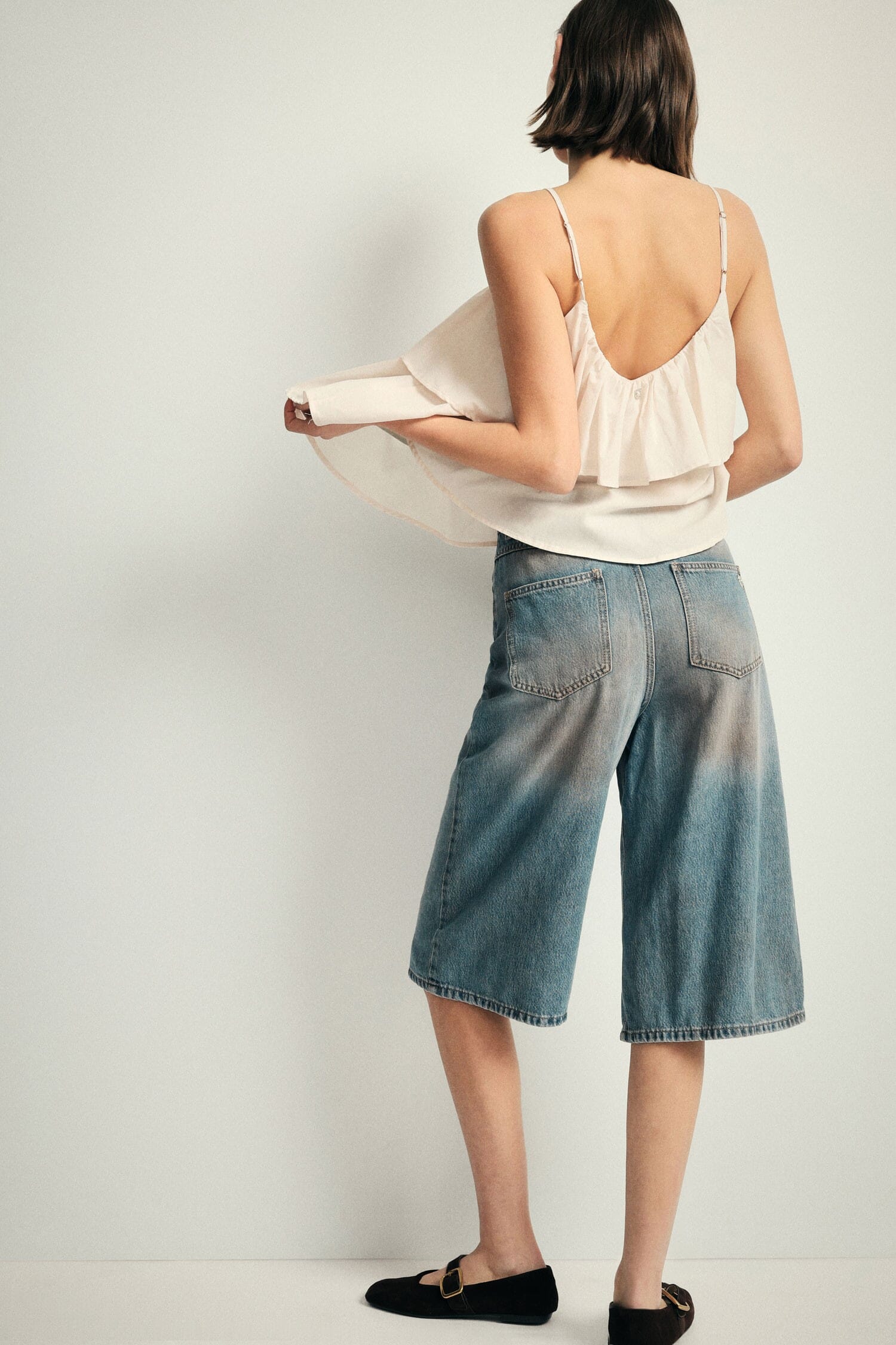 Jeans Five Tasche Ampia Gamba Cropped Please