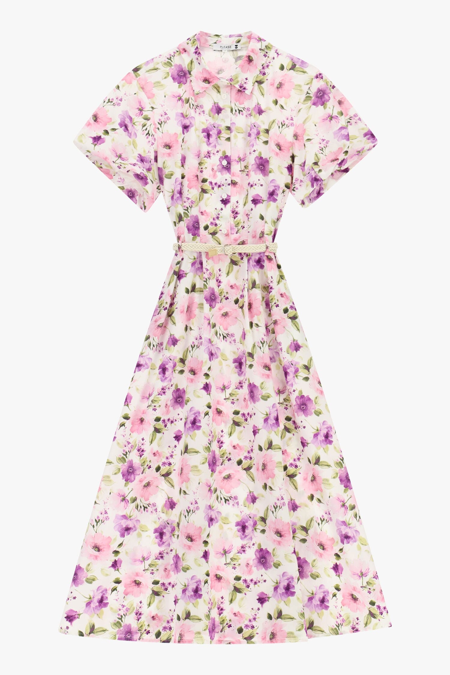 Vestito Lungo Con Stampa Floreale E Cintura Please