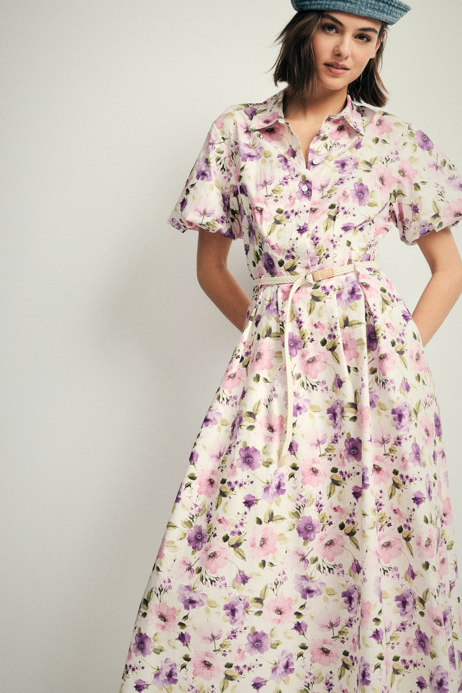 Vestito Lungo Con Stampa Floreale E Cintura Please