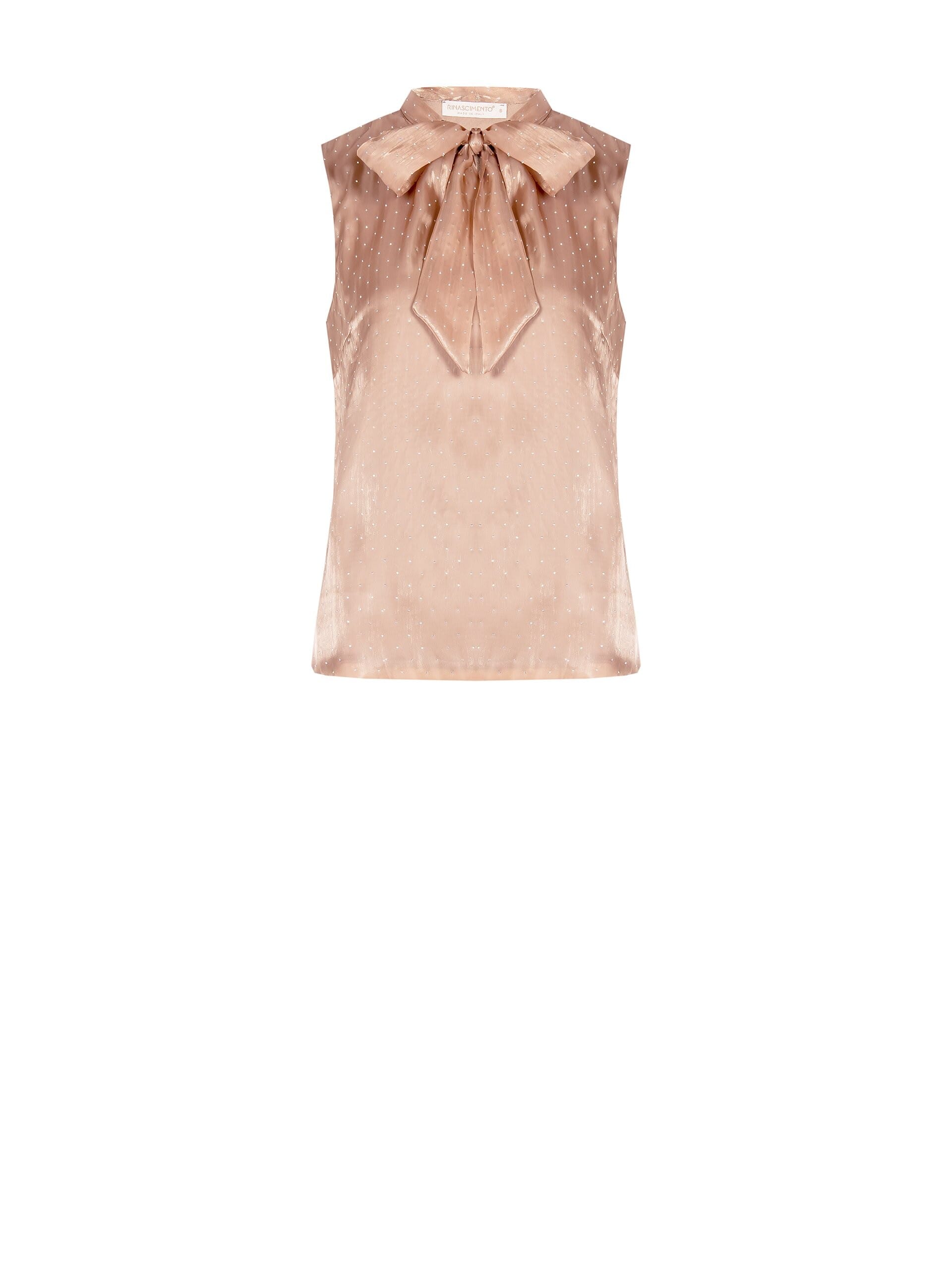 Blusa Sfiancata Ampia In Raso Laminato Con Strass Rinascimento