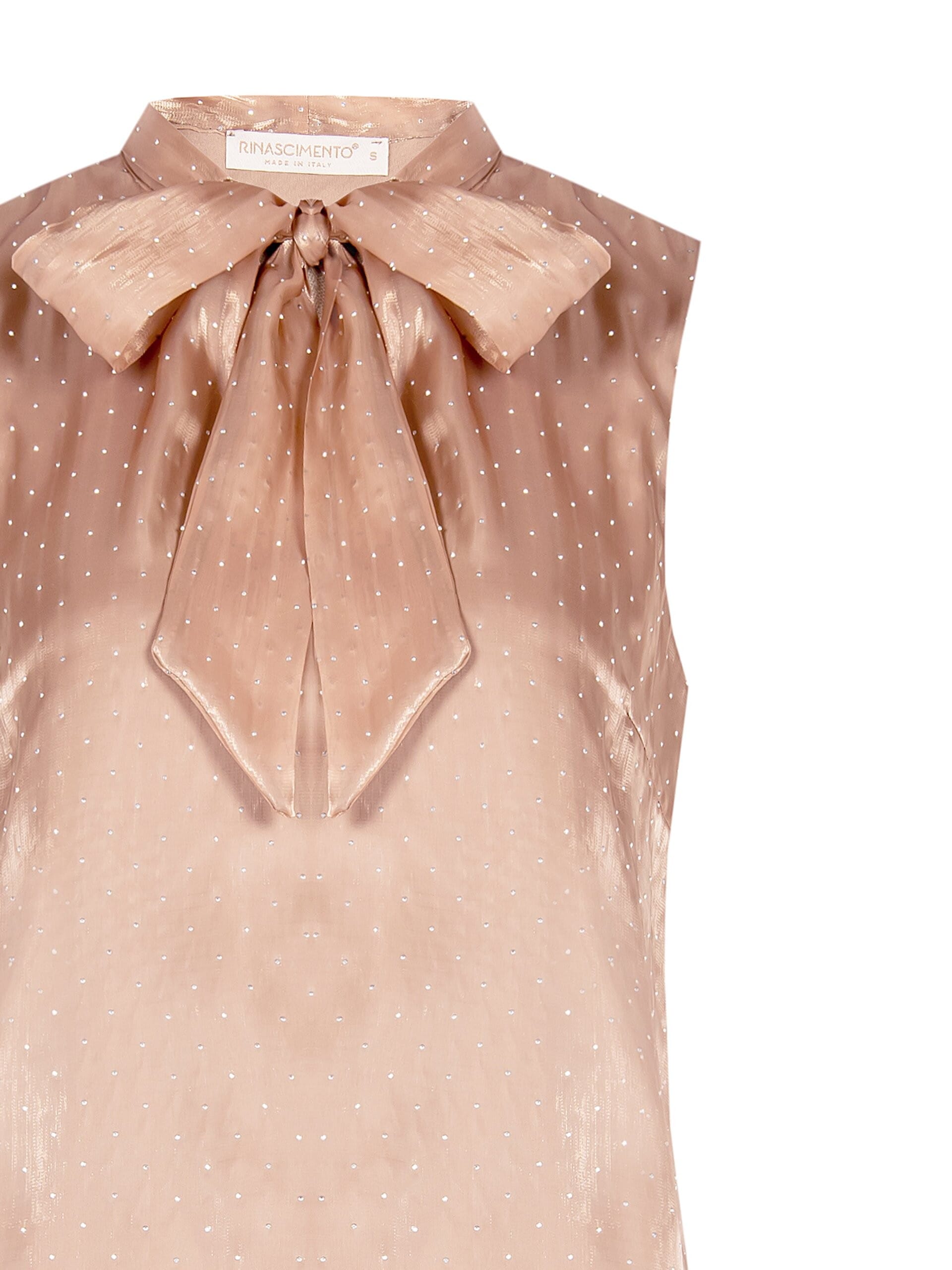Blusa Sfiancata Ampia In Raso Laminato Con Strass Rinascimento