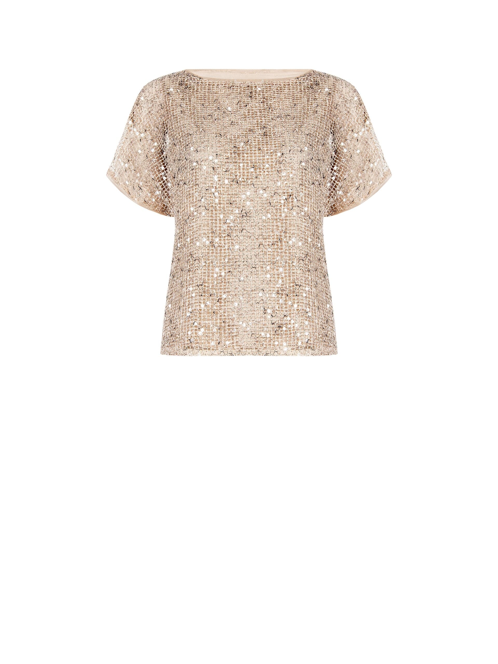 Blouse en maille large transparente avec paillettes et sous-couche Top Rinascimento