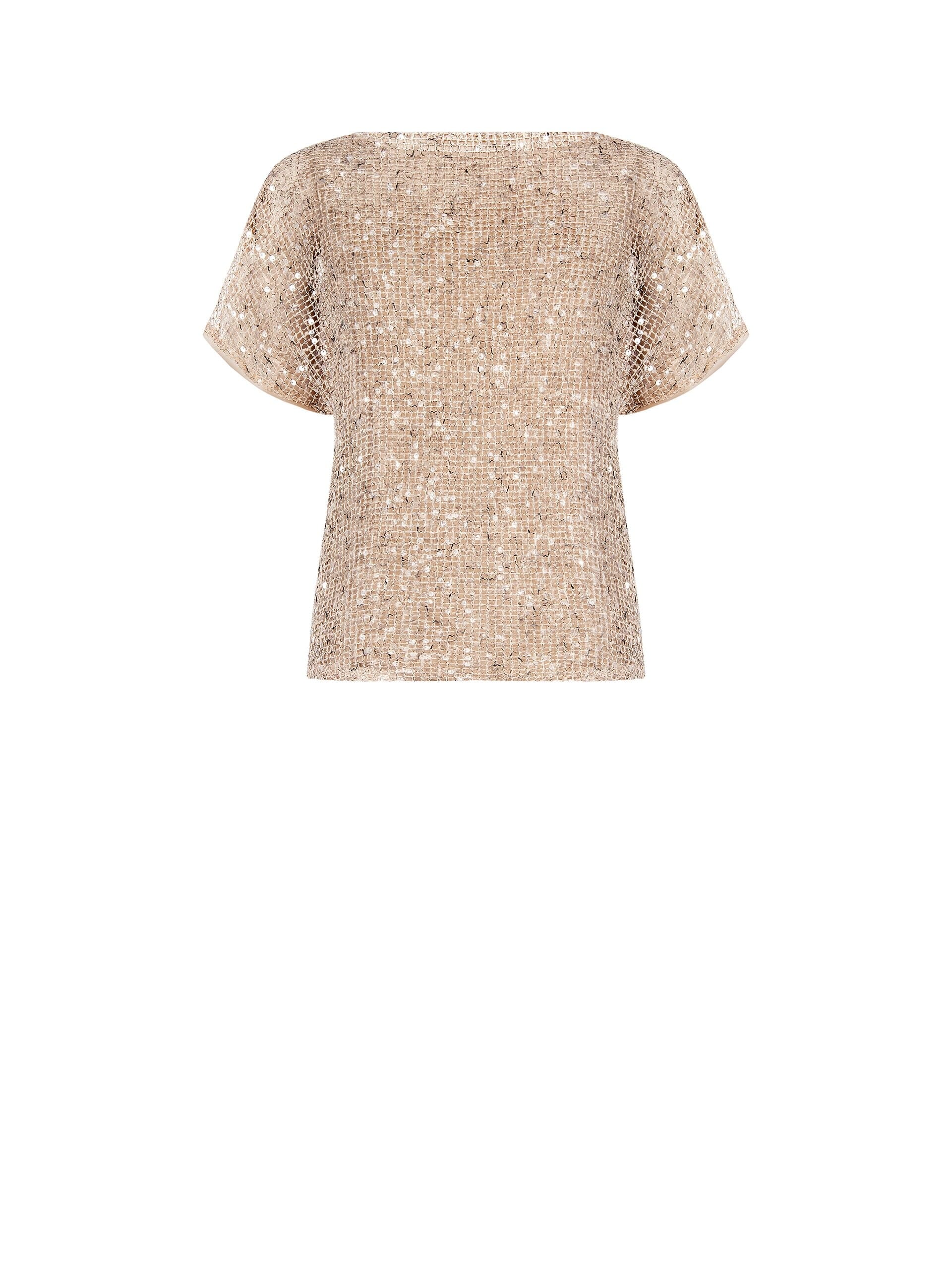 Blouse en maille large transparente avec paillettes et sous-couche Top Rinascimento
