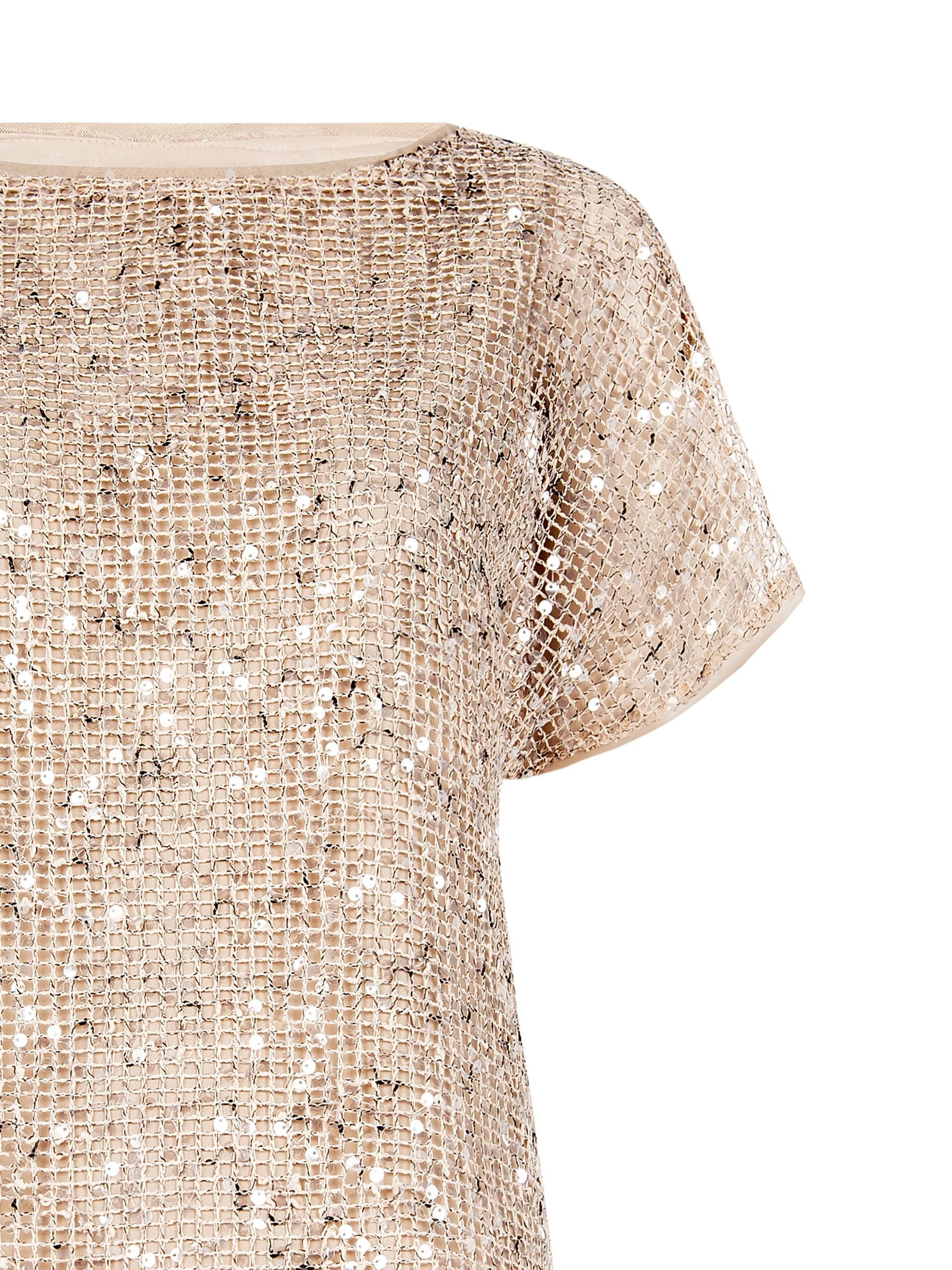 Blouse en maille large transparente avec paillettes et sous-couche Top Rinascimento