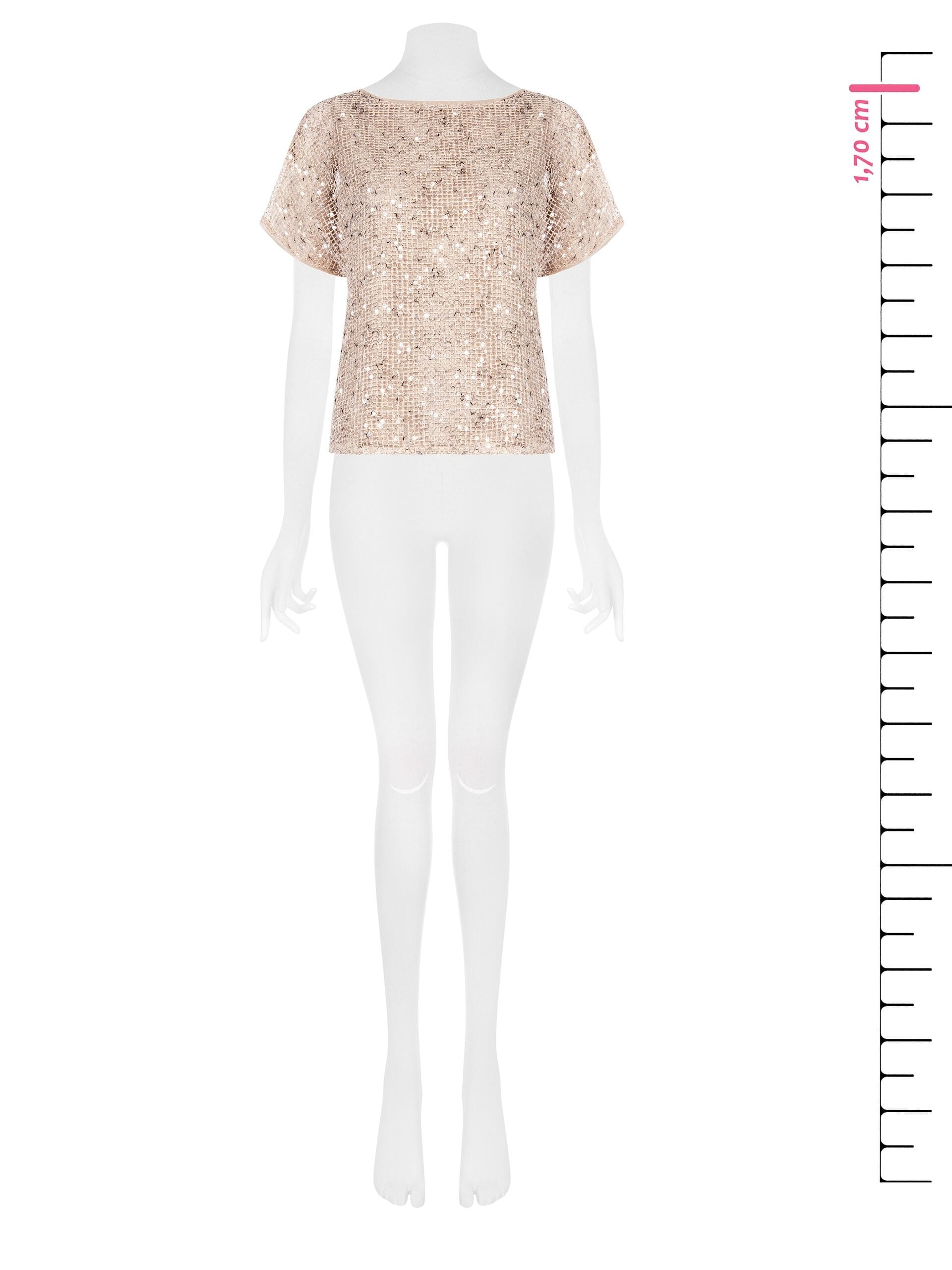 Blouse en maille large transparente avec paillettes et sous-couche Top Rinascimento