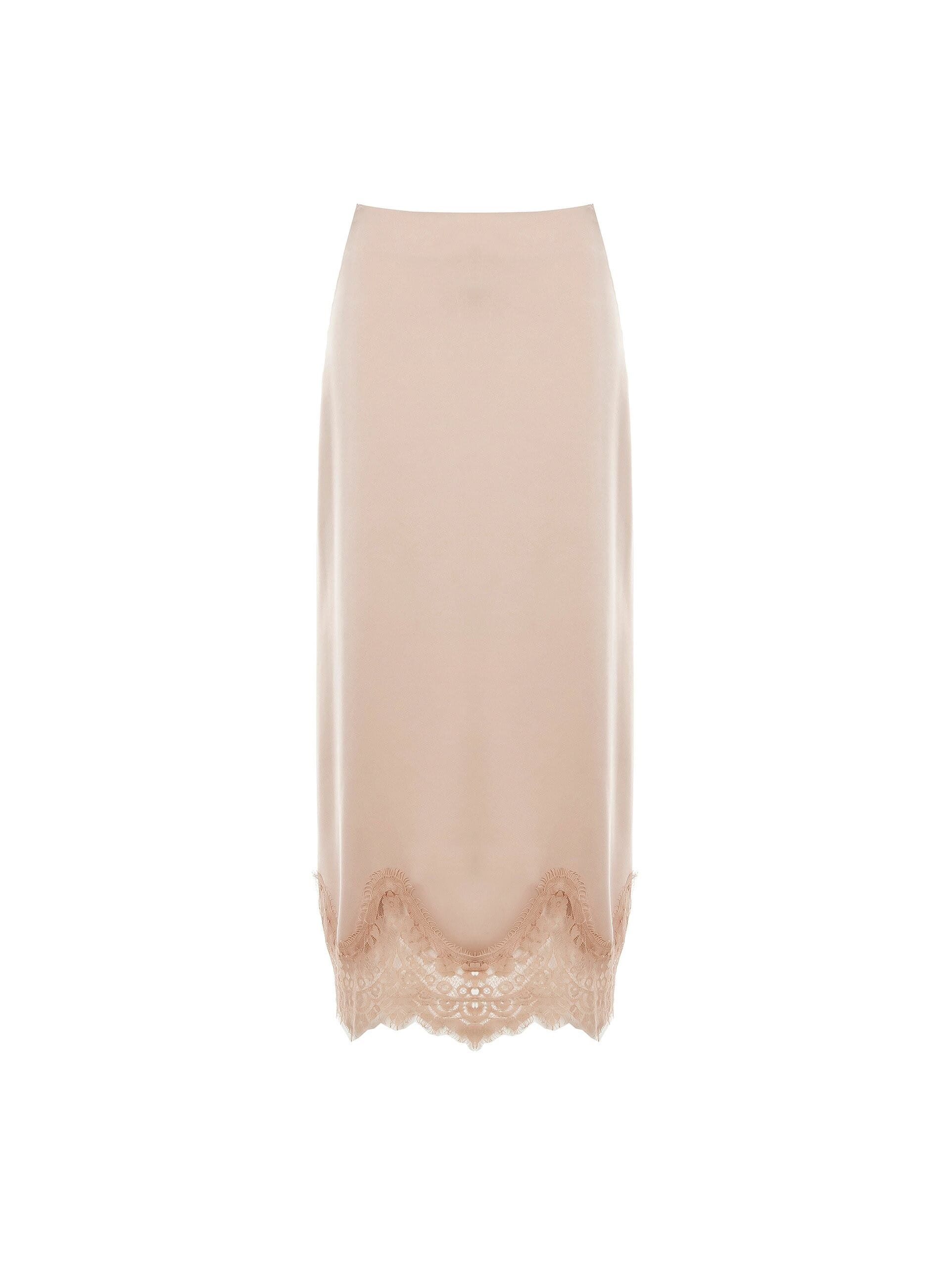 Jupe longue droite en satin avec fond en dentelle Rinascimento
