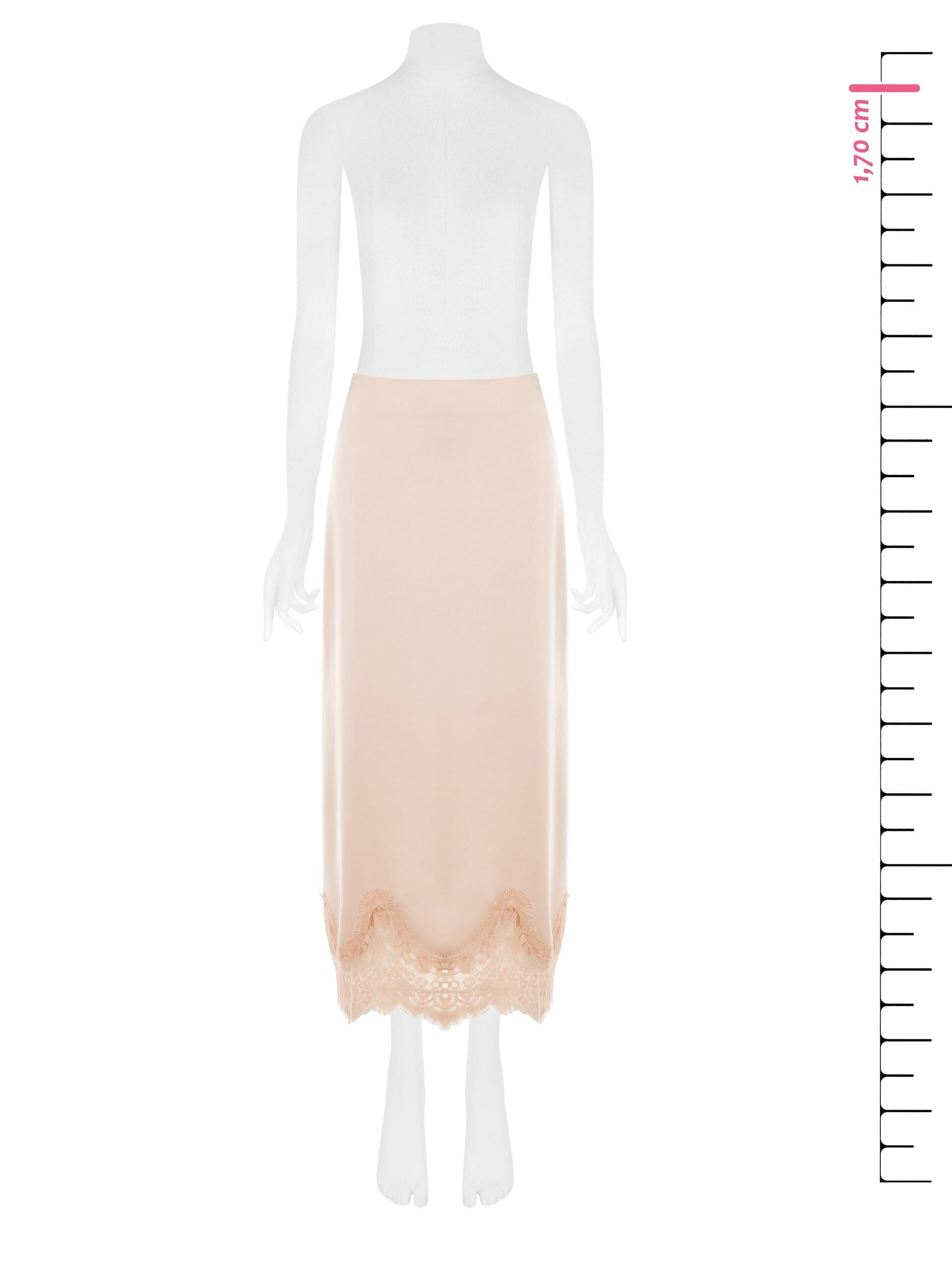 Jupe longue droite en satin avec fond en dentelle Rinascimento