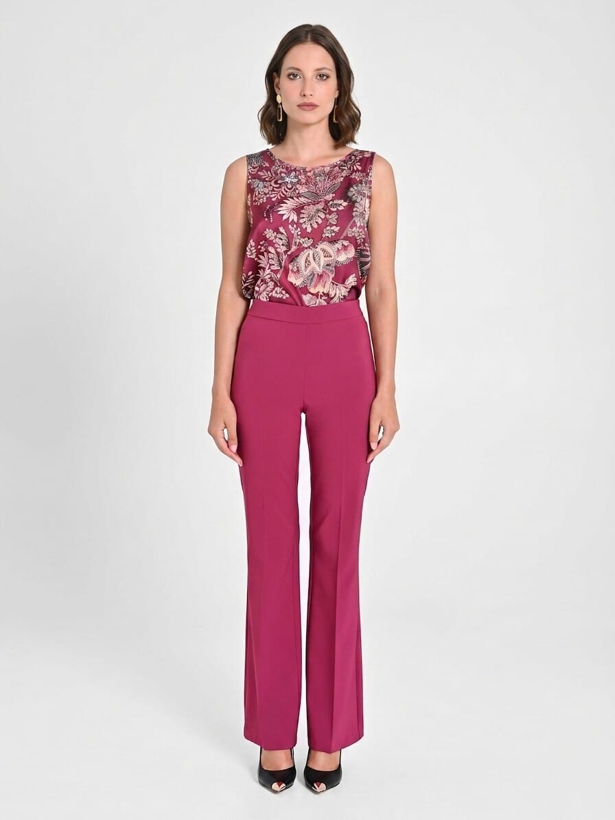 Pantalon évasé en tissu technique avec fermeture éclair sur la hanche Rinascimento