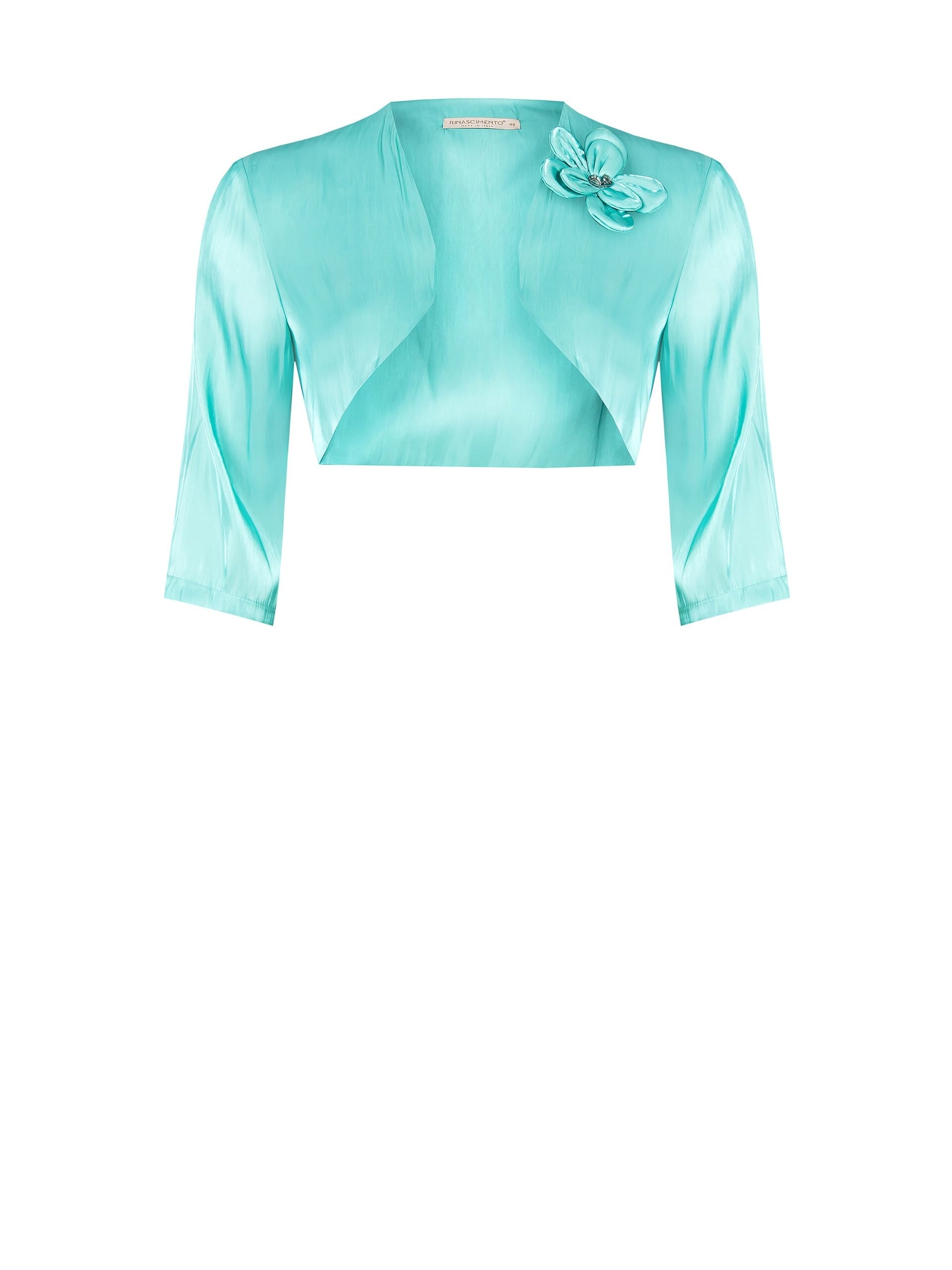 Boléro châle en satin avec fleur et strass Rinascimento Curvy