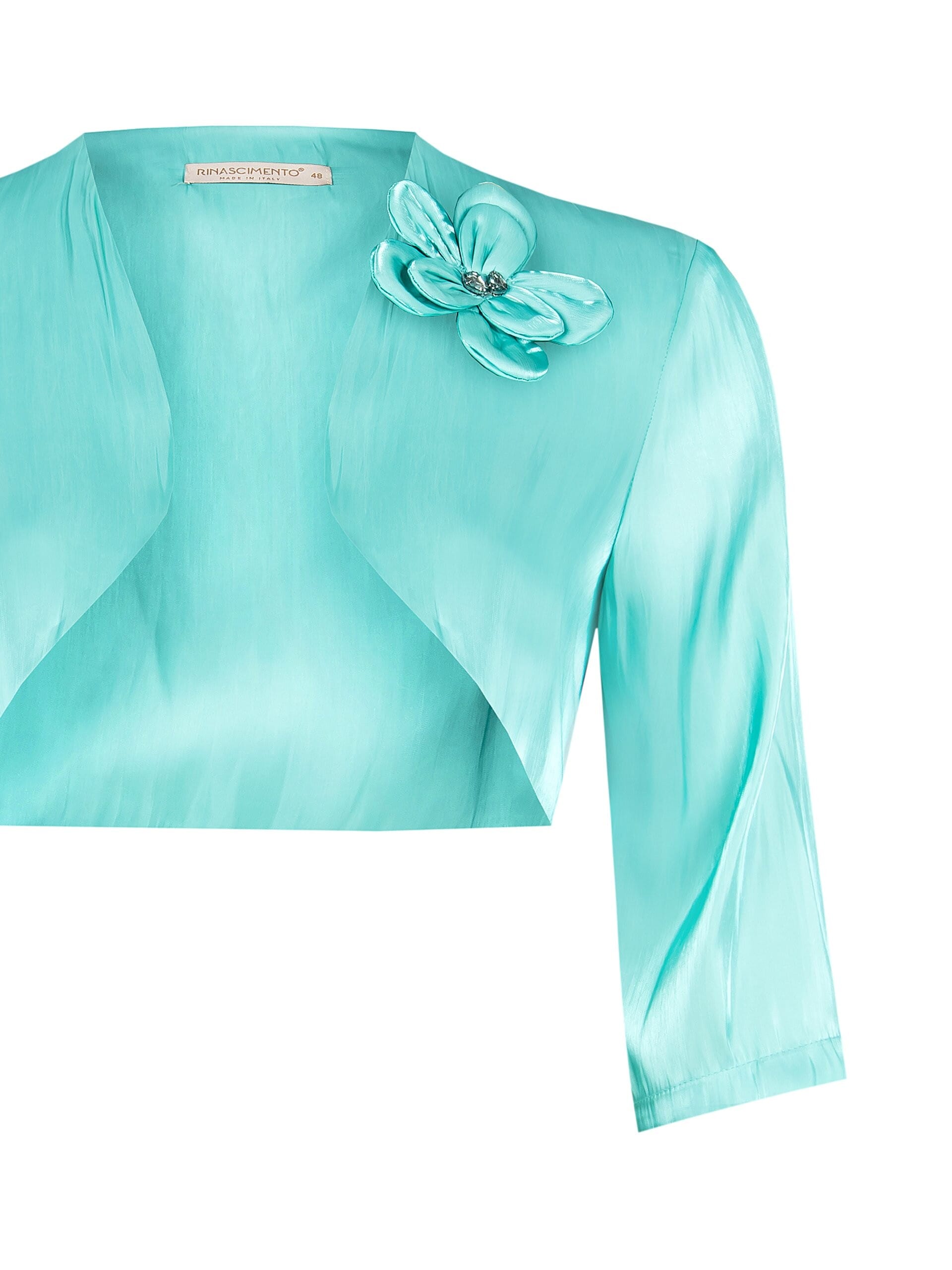 Boléro châle en satin avec fleur et strass Rinascimento Curvy