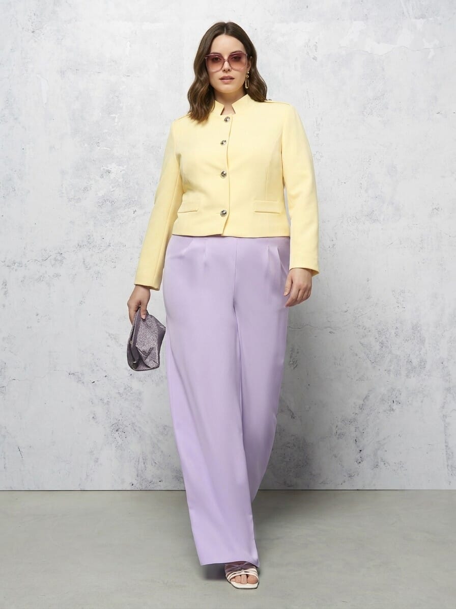 Pantaloni Curvy A Palazzo In Tessuto Tecnico Con Elastico Rinascimento Curvy
