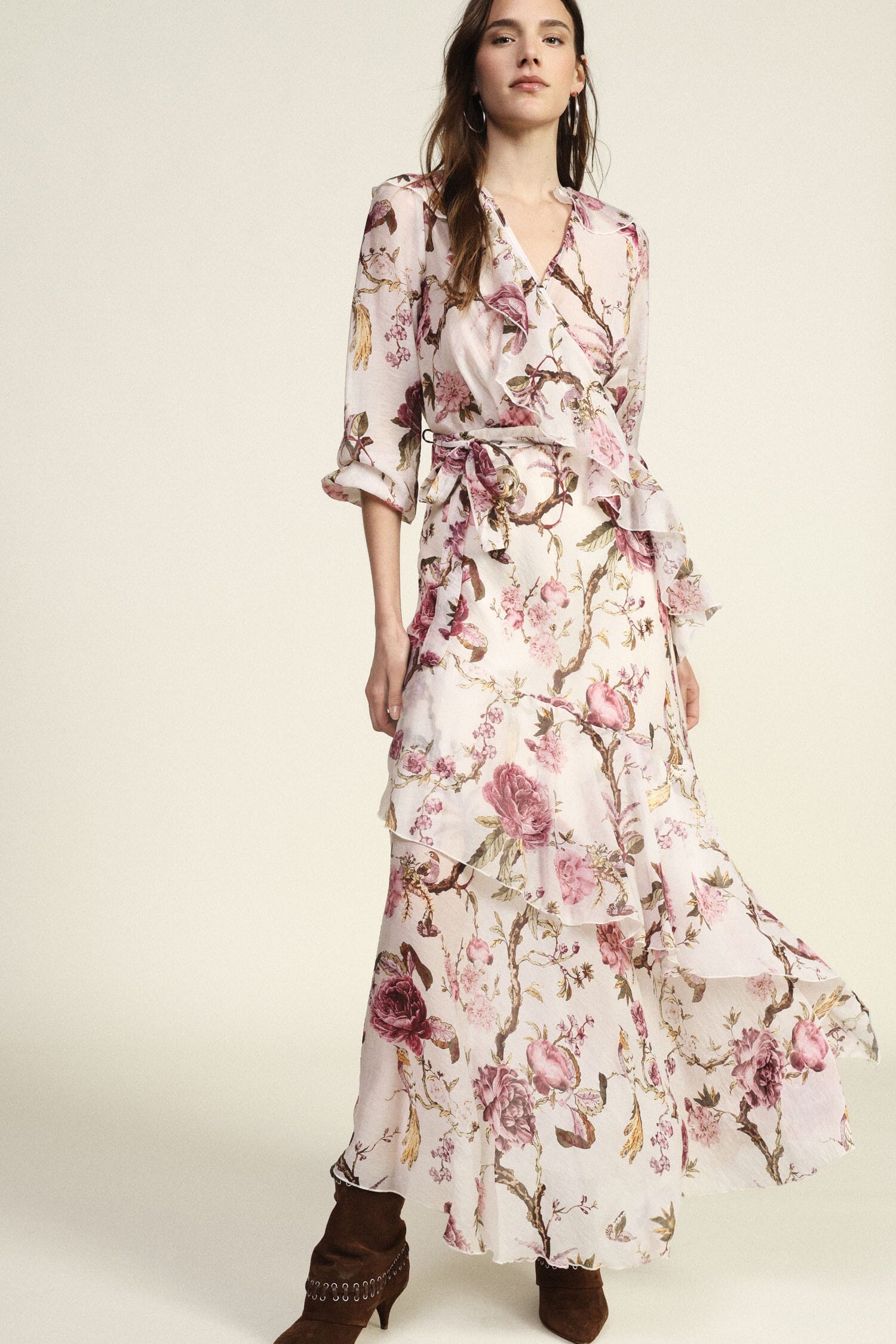 Robe longue à imprimé floral et volants Dixie
