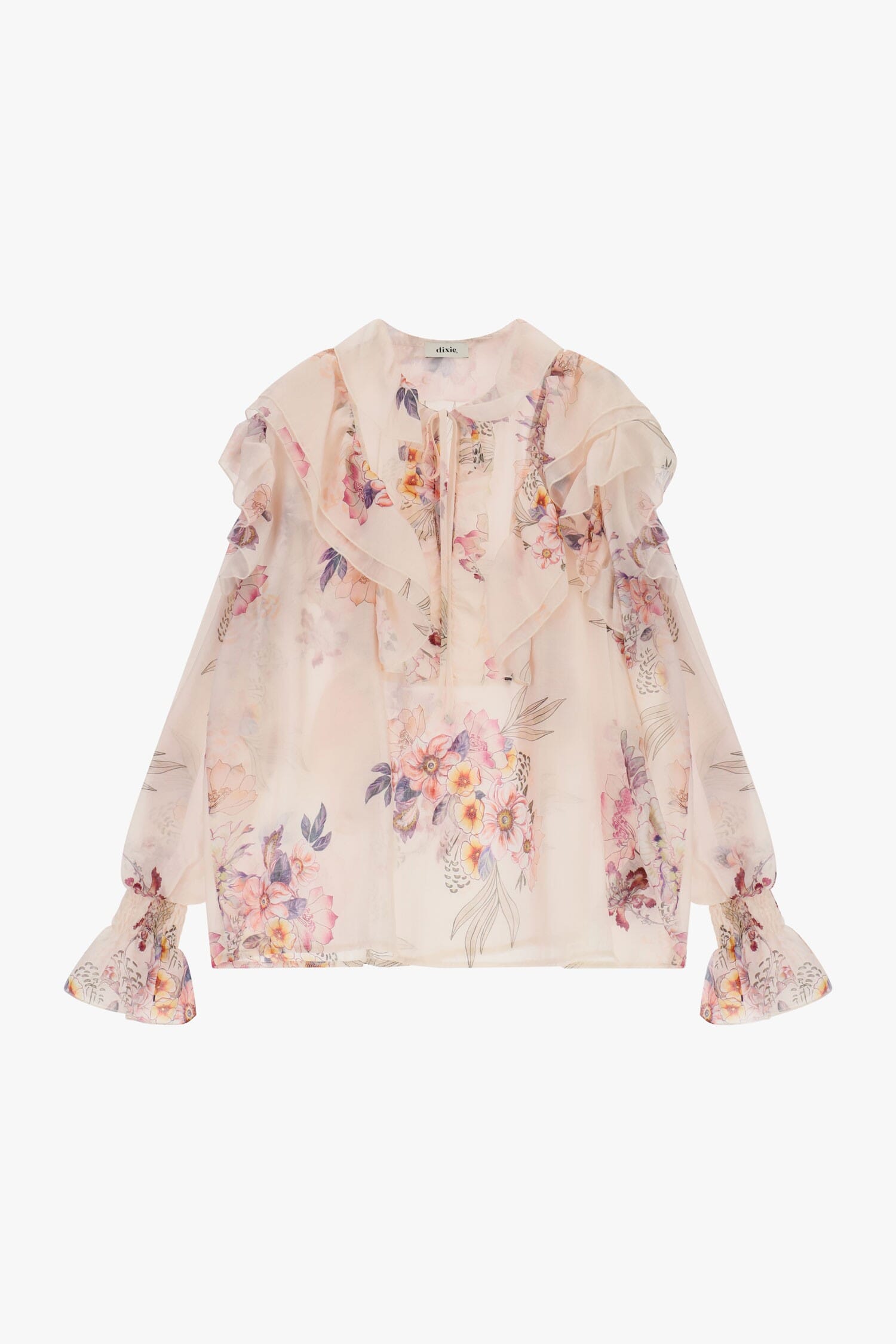 Blusa Ampia Con Stampa Floreale E Volant Dixie
