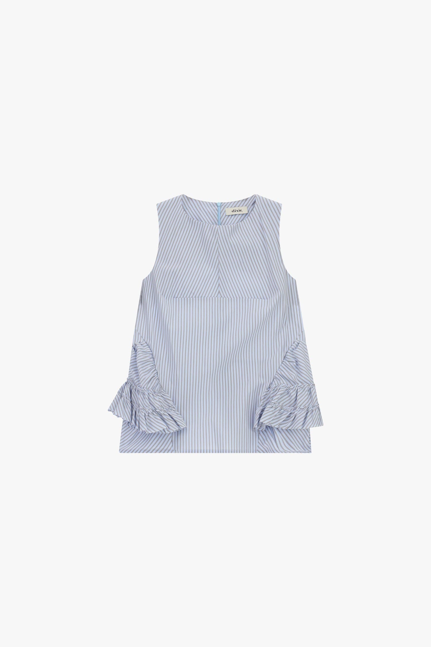 Top Smanicato A Righe Con Rouches Laterali Dixie