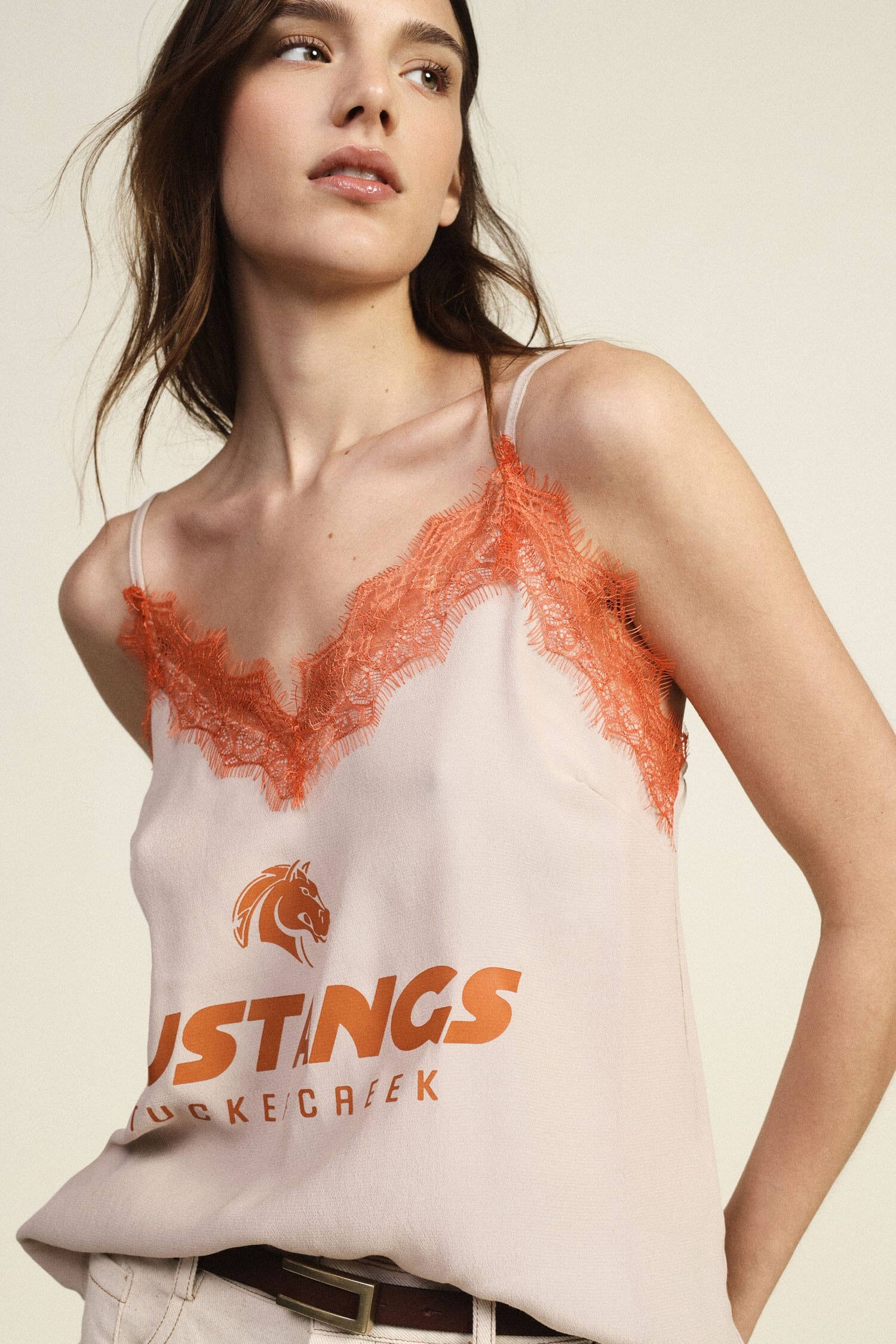 Thin Straps Top With Lace And College Print Dixie