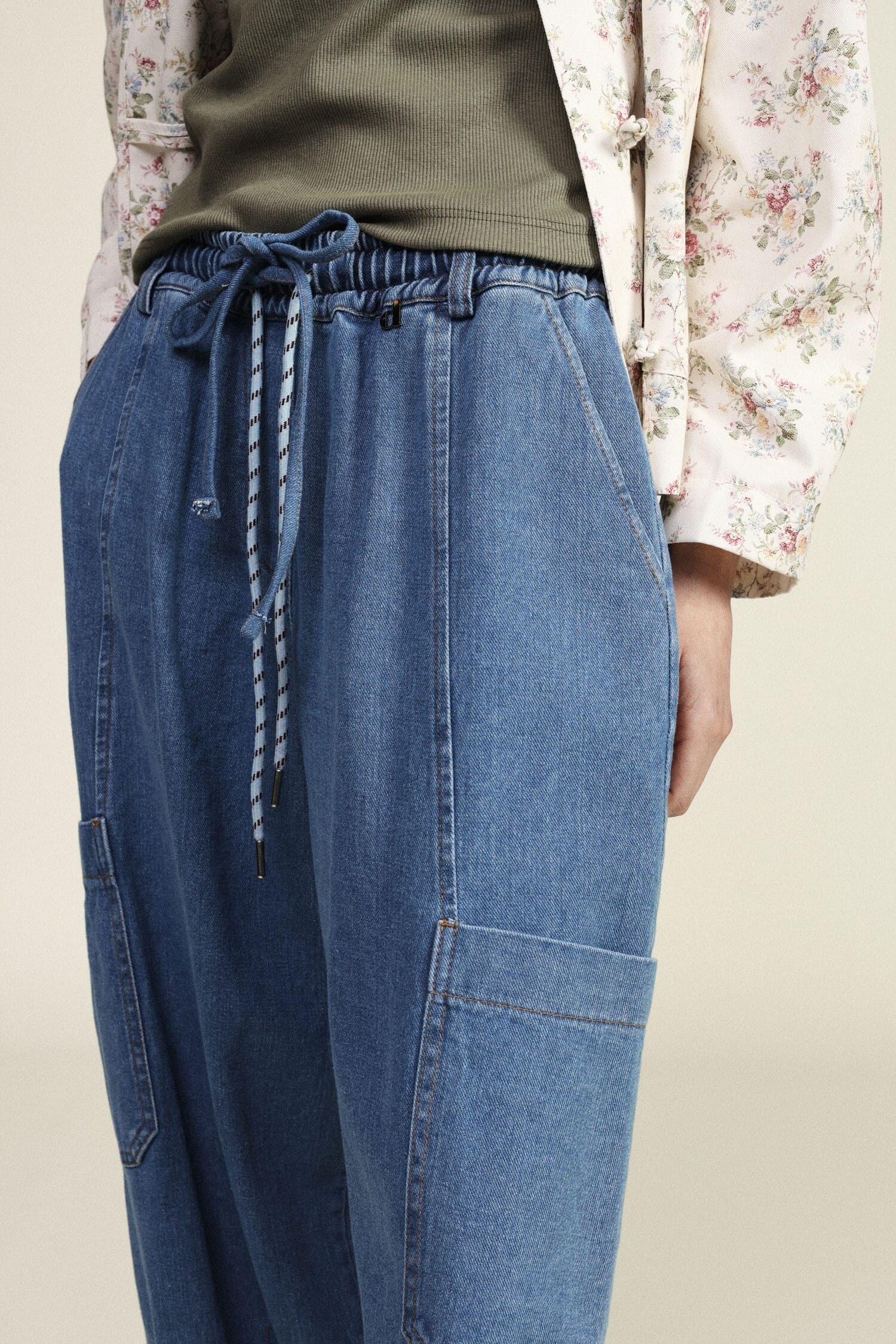Baloon Jeans With Patch Pockets And Drawstring Dixie