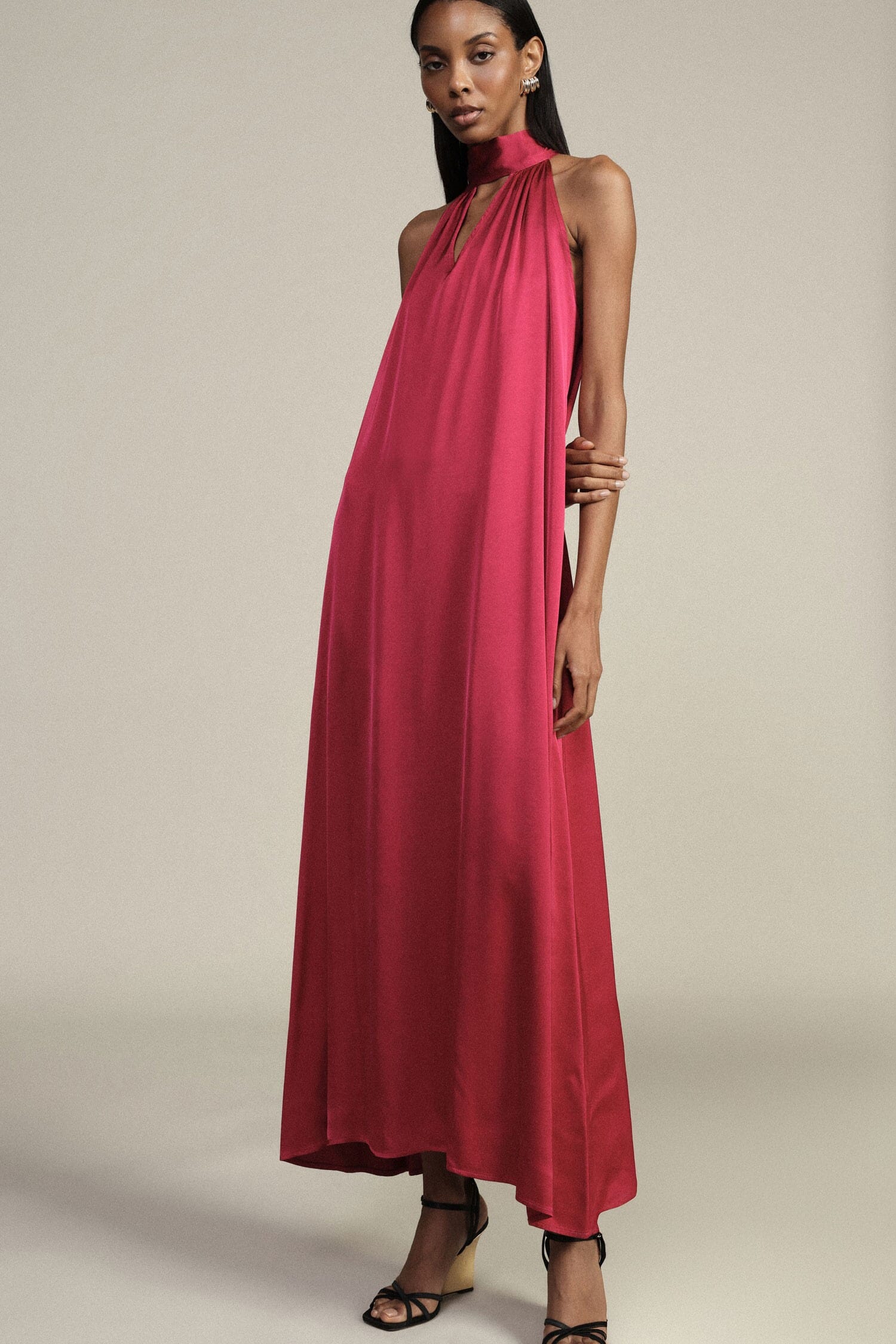 Robe longue avec encolure en dentelle Dixie