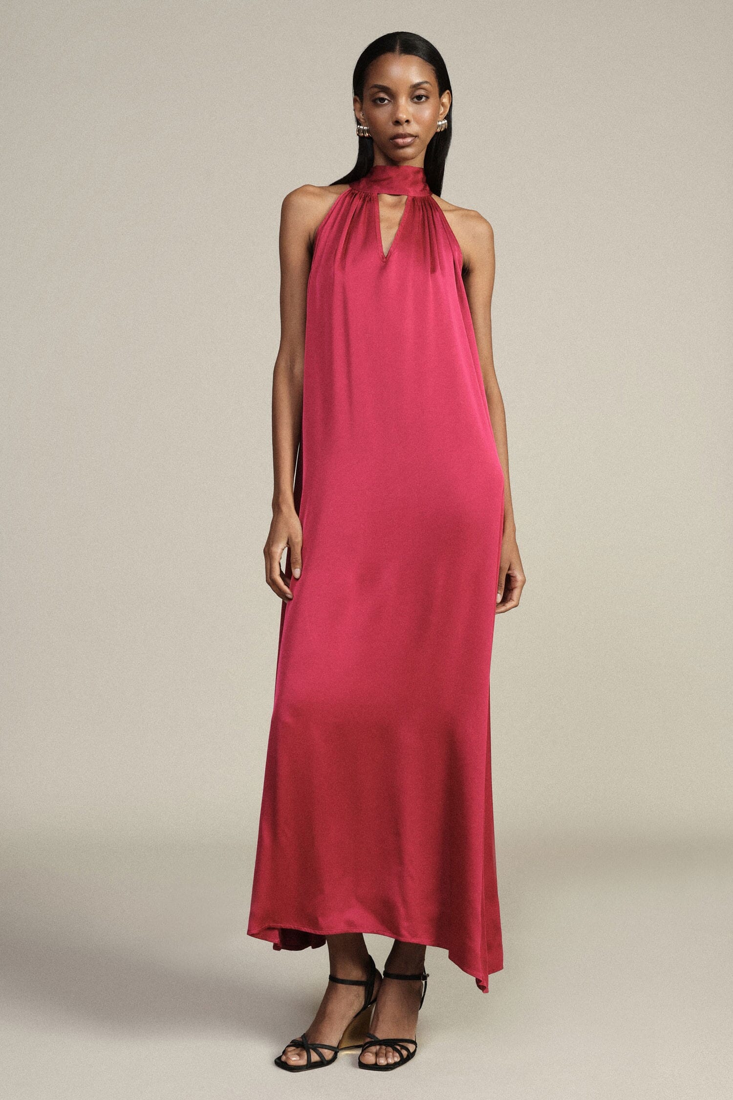 Robe longue avec encolure en dentelle Dixie