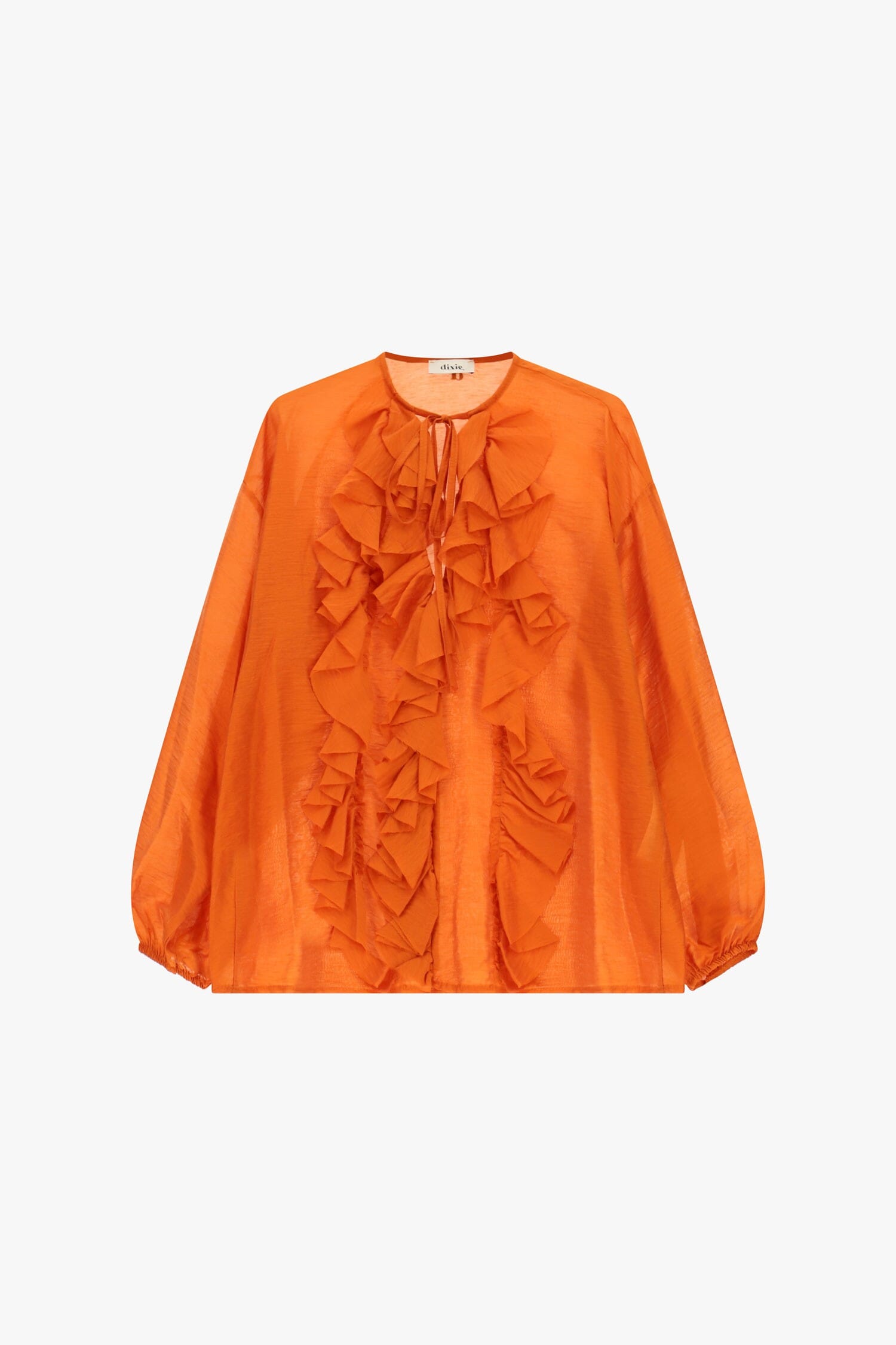 Dixie Wide Blouse with Long Sleeves and Front Ruffles (Chemisier large à manches longues et volants sur le devant)