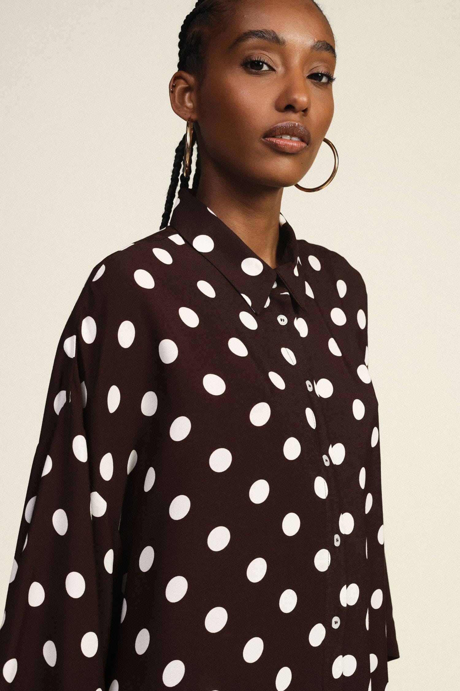 Camicia Ampia A Pois Con Maniche A Kimono Dixie
