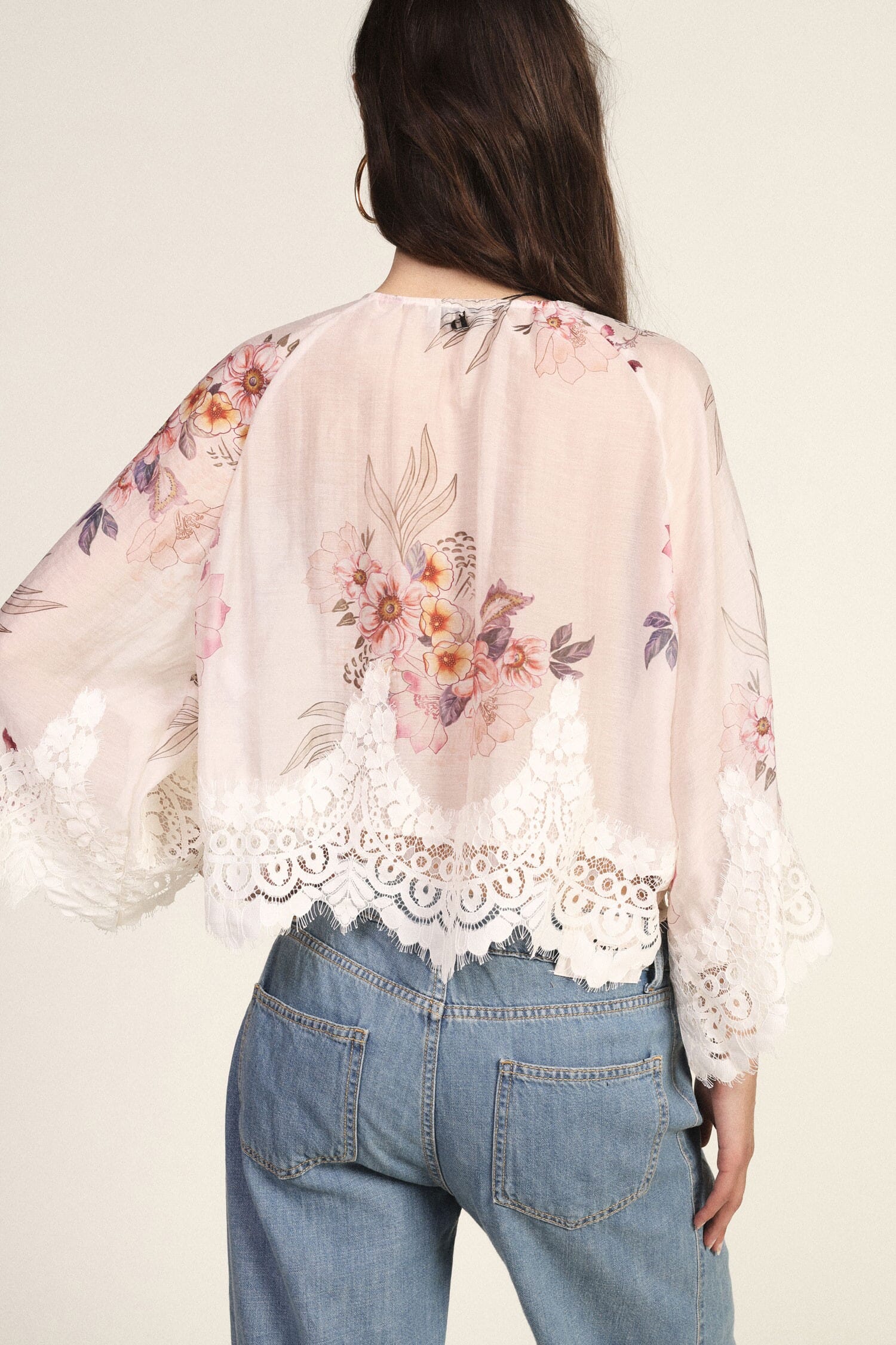 Chemisier ample à imprimé floral et bordé de dentelle Dixie