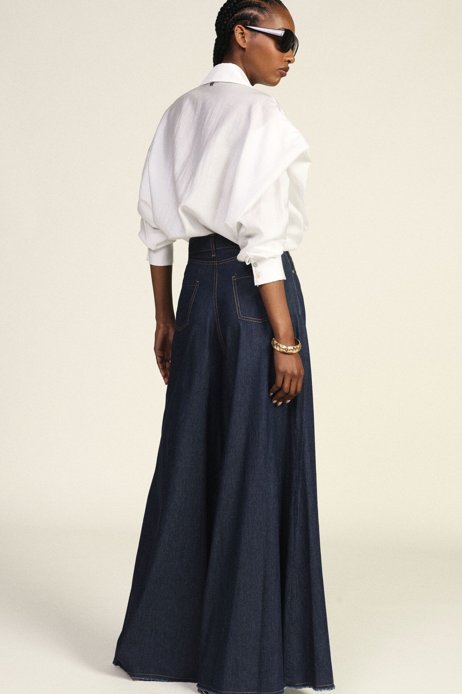 Pantaloni Palazzo Denim Con Fondo Sfrangiato Dixie