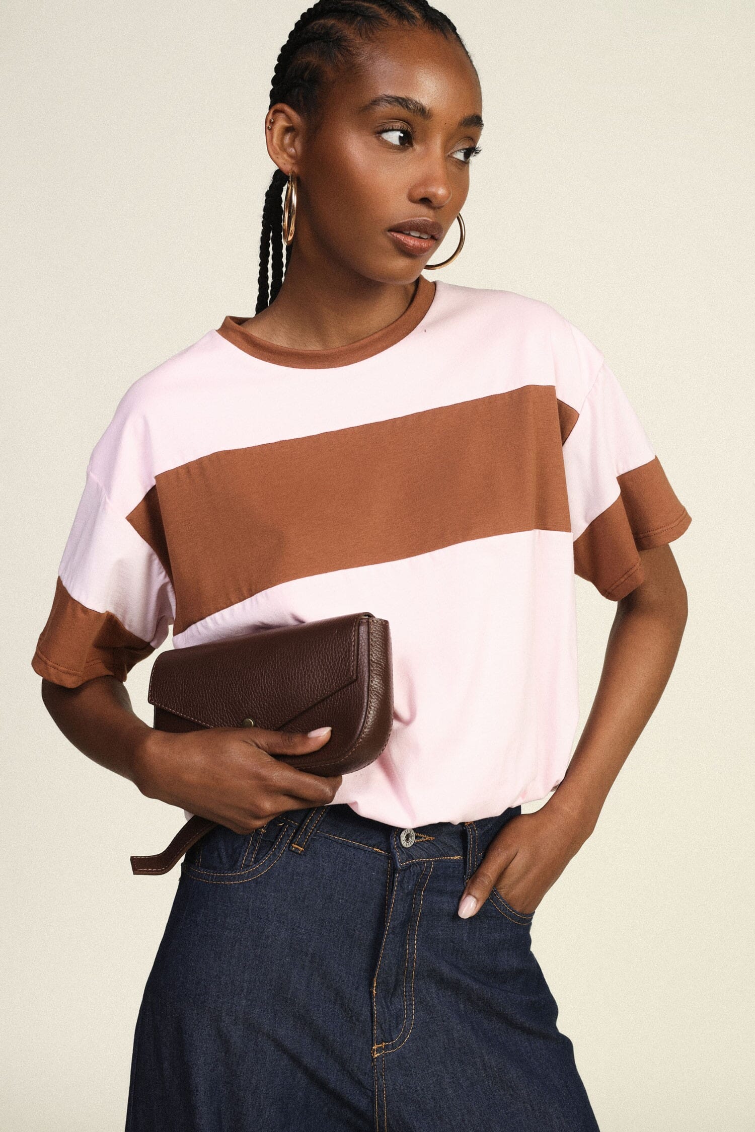 T-shirt à manches courtes avec élastique et maxi-bande Dixie