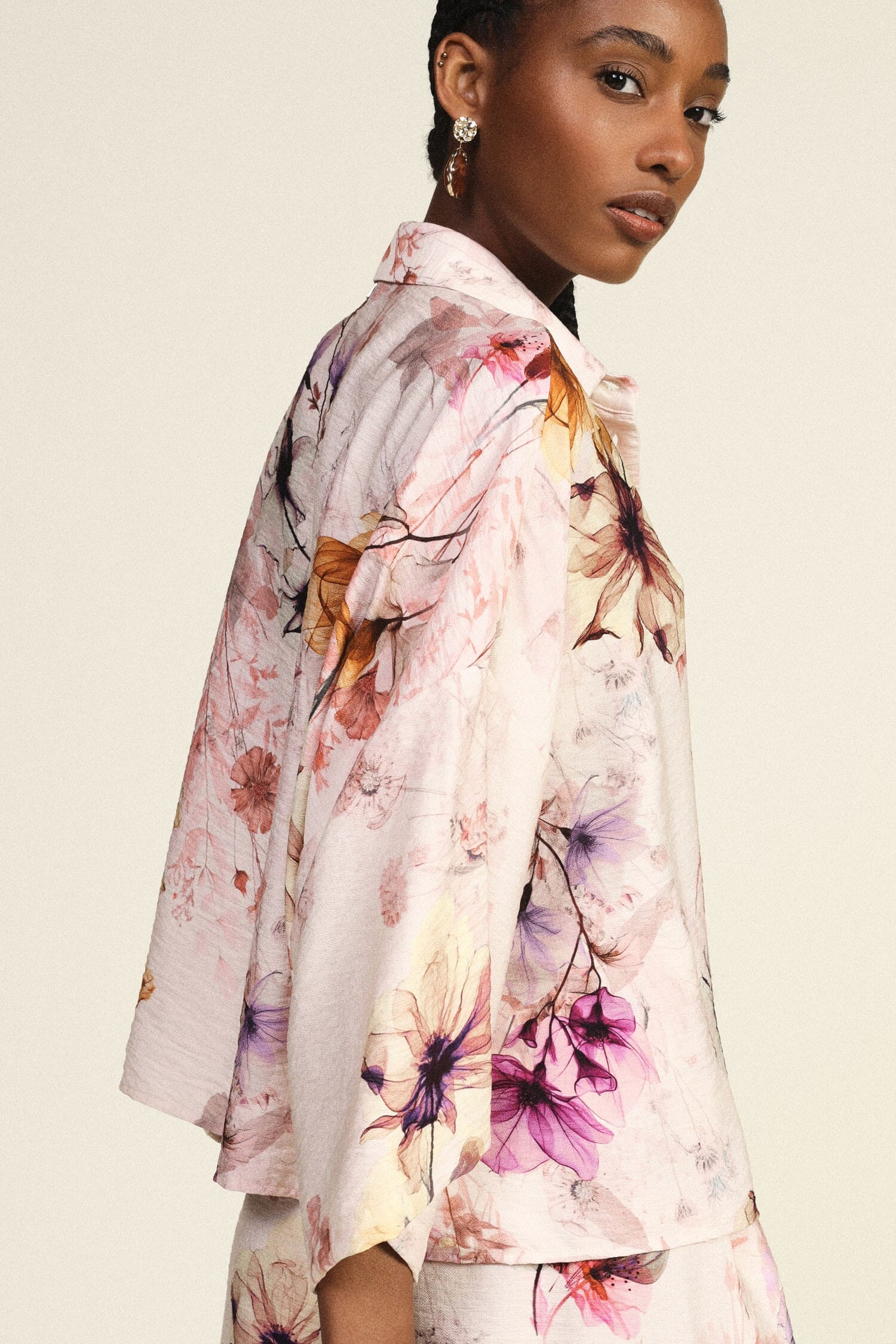 Chemise large à manches trois-quarts et imprimé floral Dixie