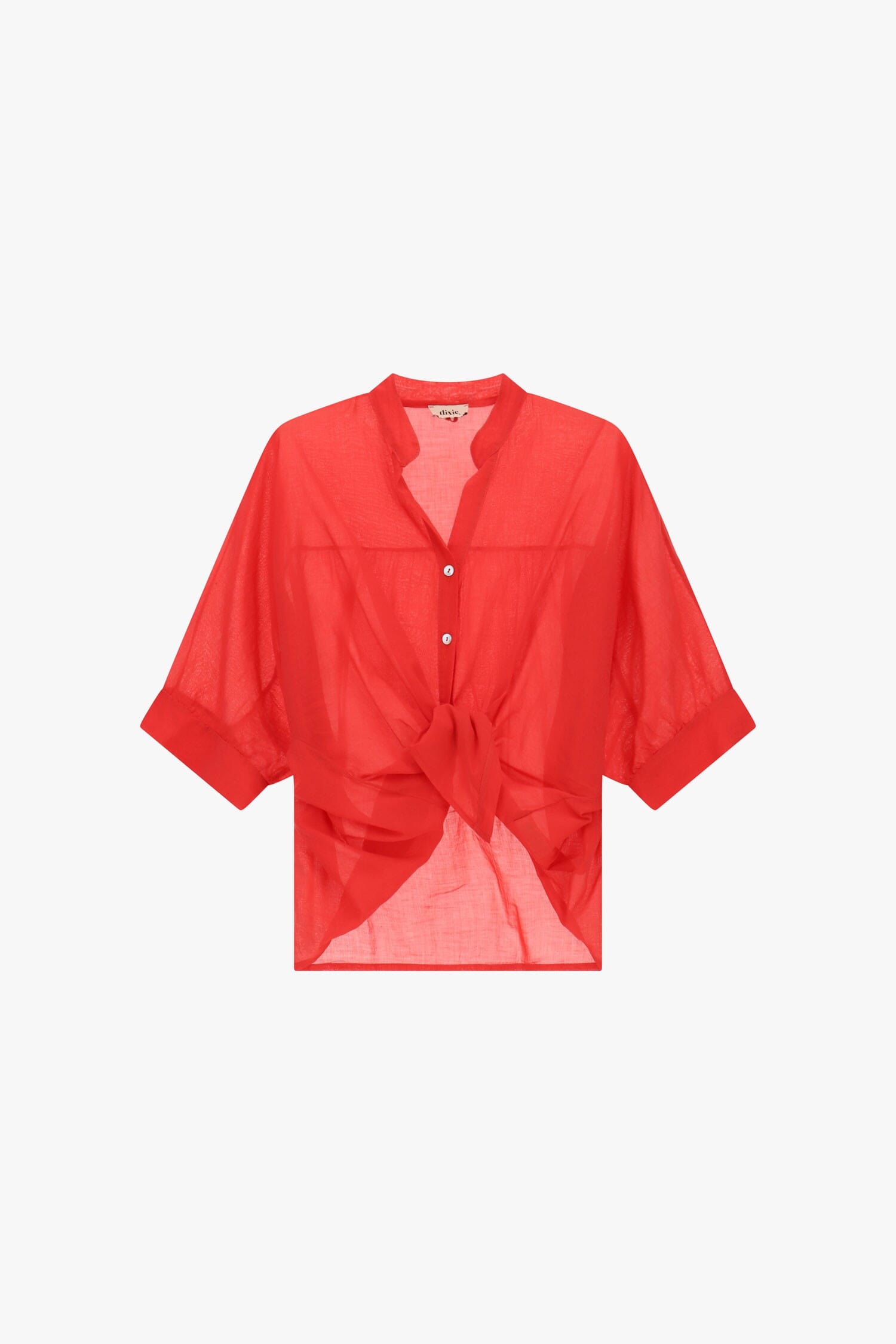 Chemise croisée avec nœud sur le devant et manches retroussées Dixie