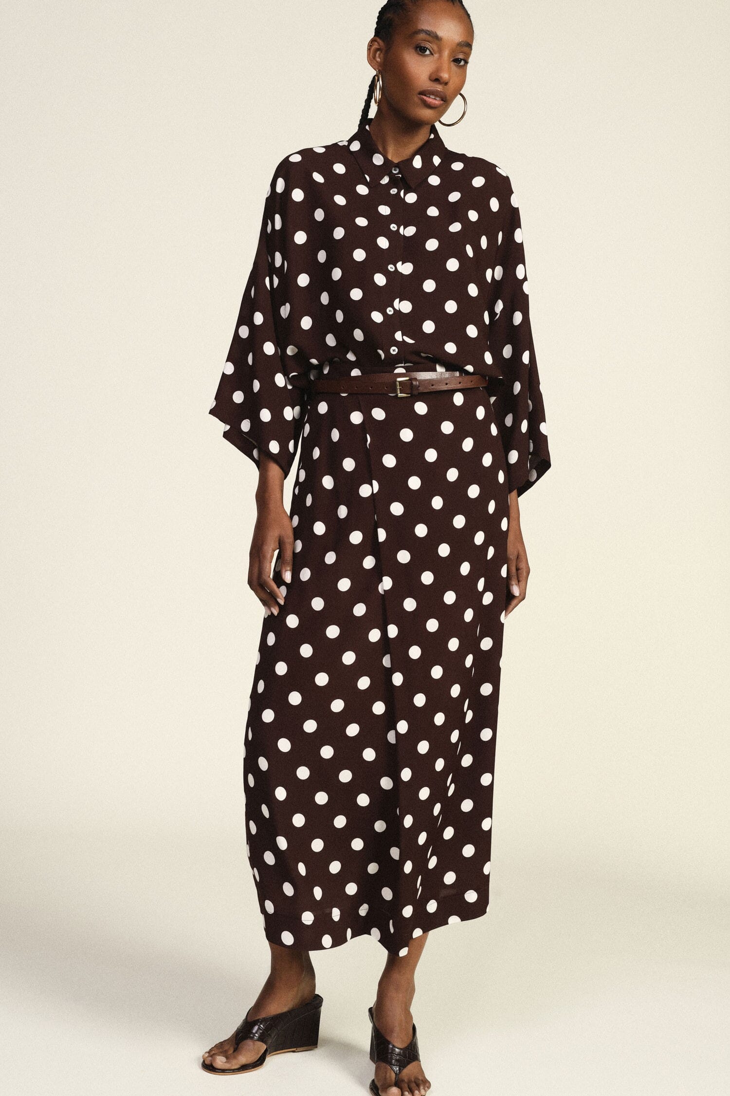 Dixie Straight A-line Polka Dot Midi Skirt