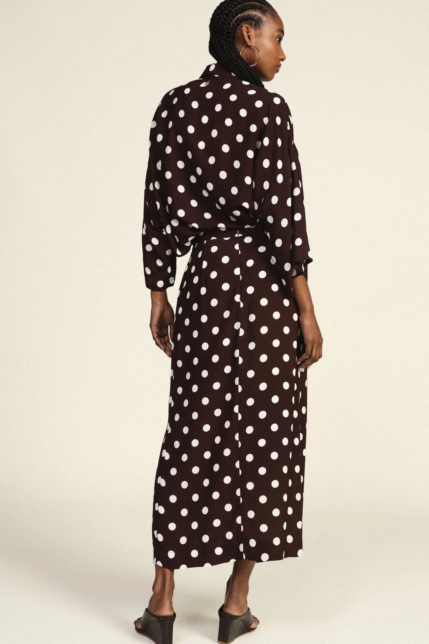 Dixie Straight A-line Polka Dot Midi Skirt