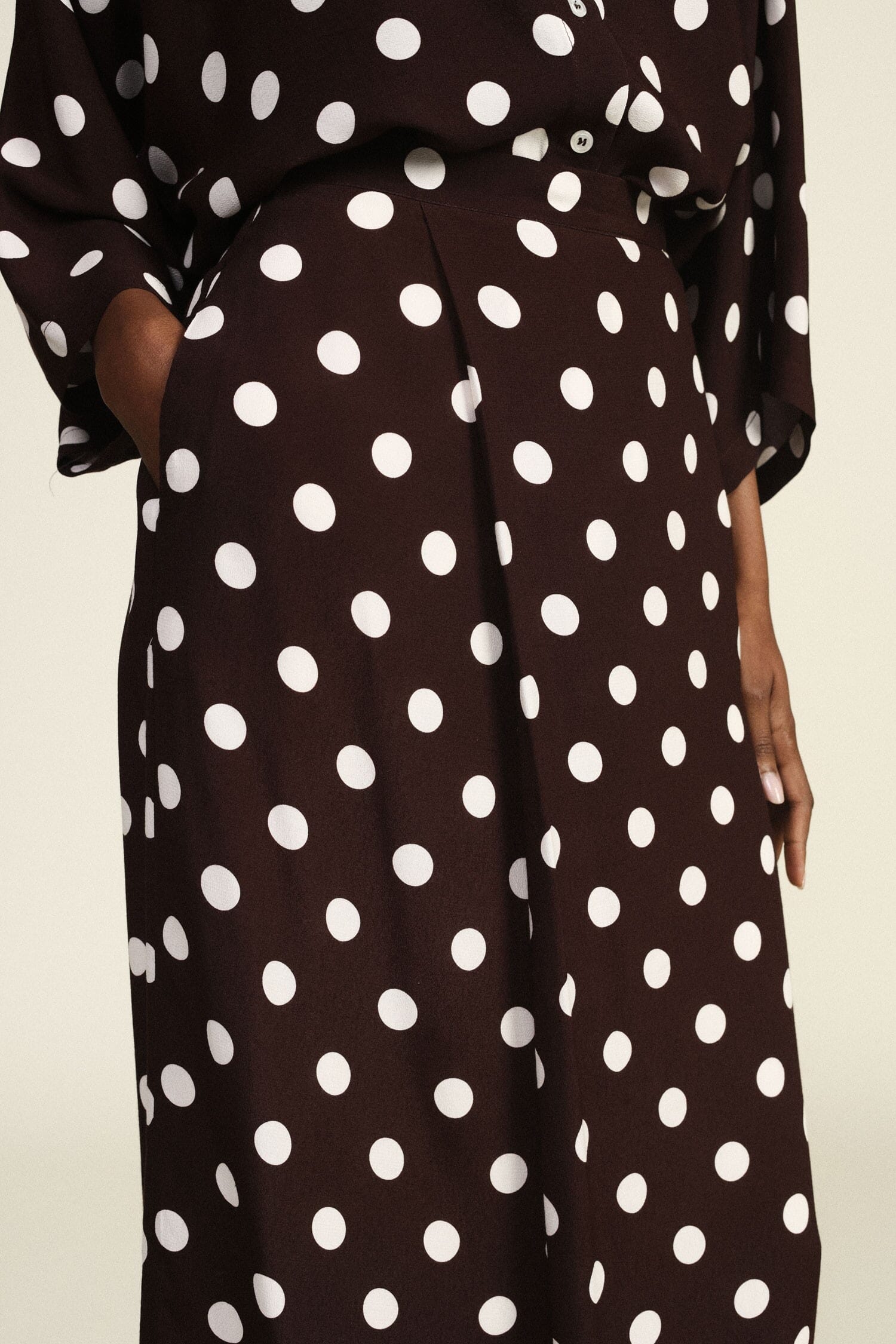 Dixie Straight A-line Polka Dot Midi Skirt